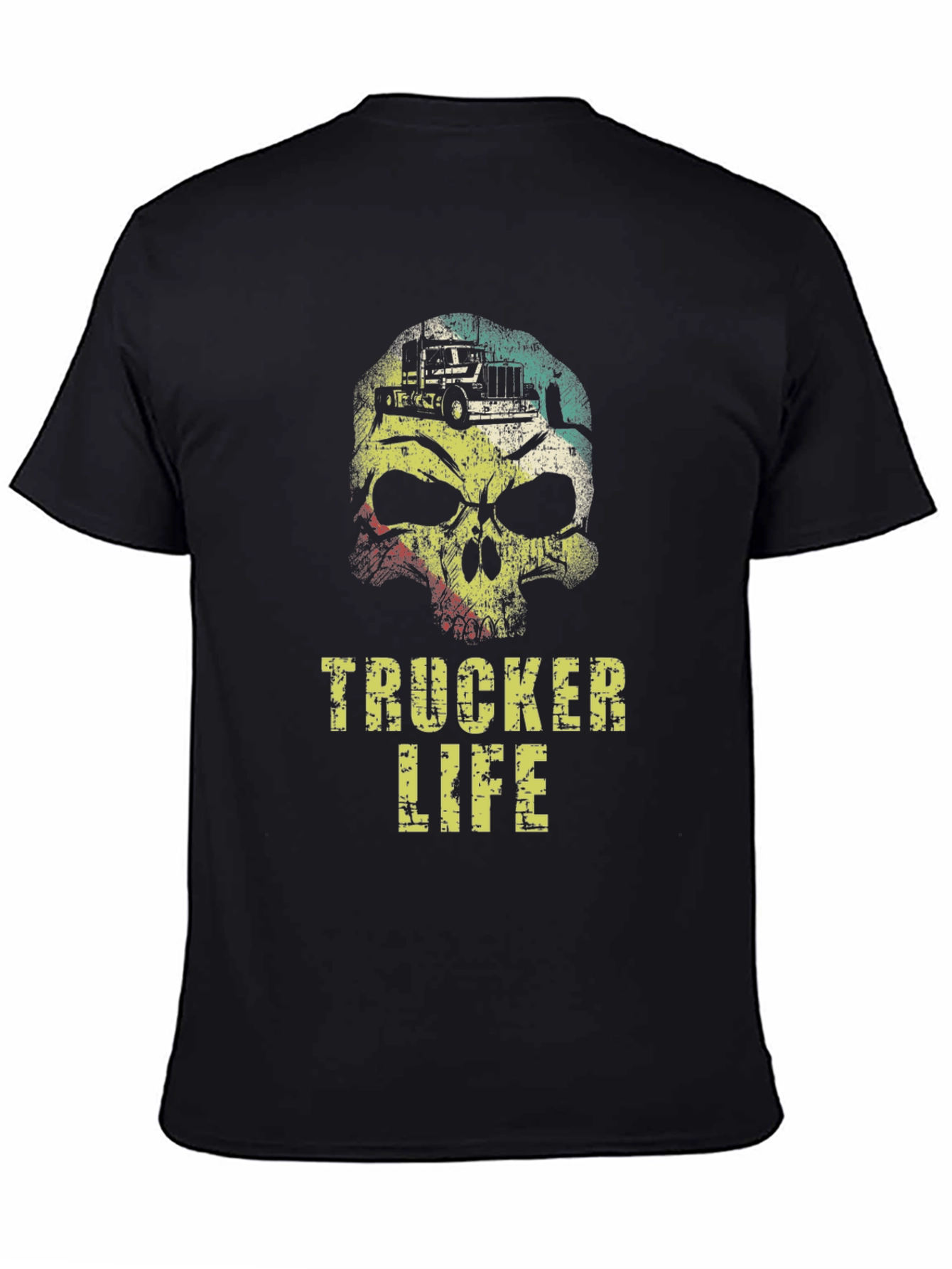 Trucker Life Skull Graphic T-Shirt