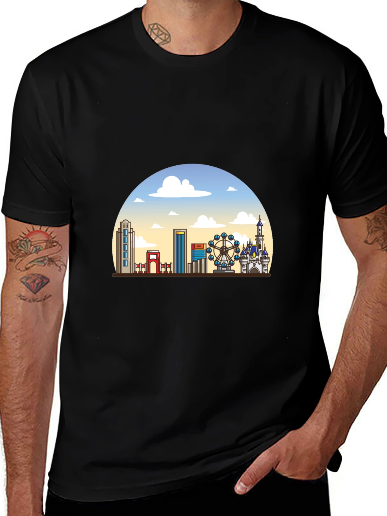 Skyline Graphic T-Shirt - Black Casual Tee