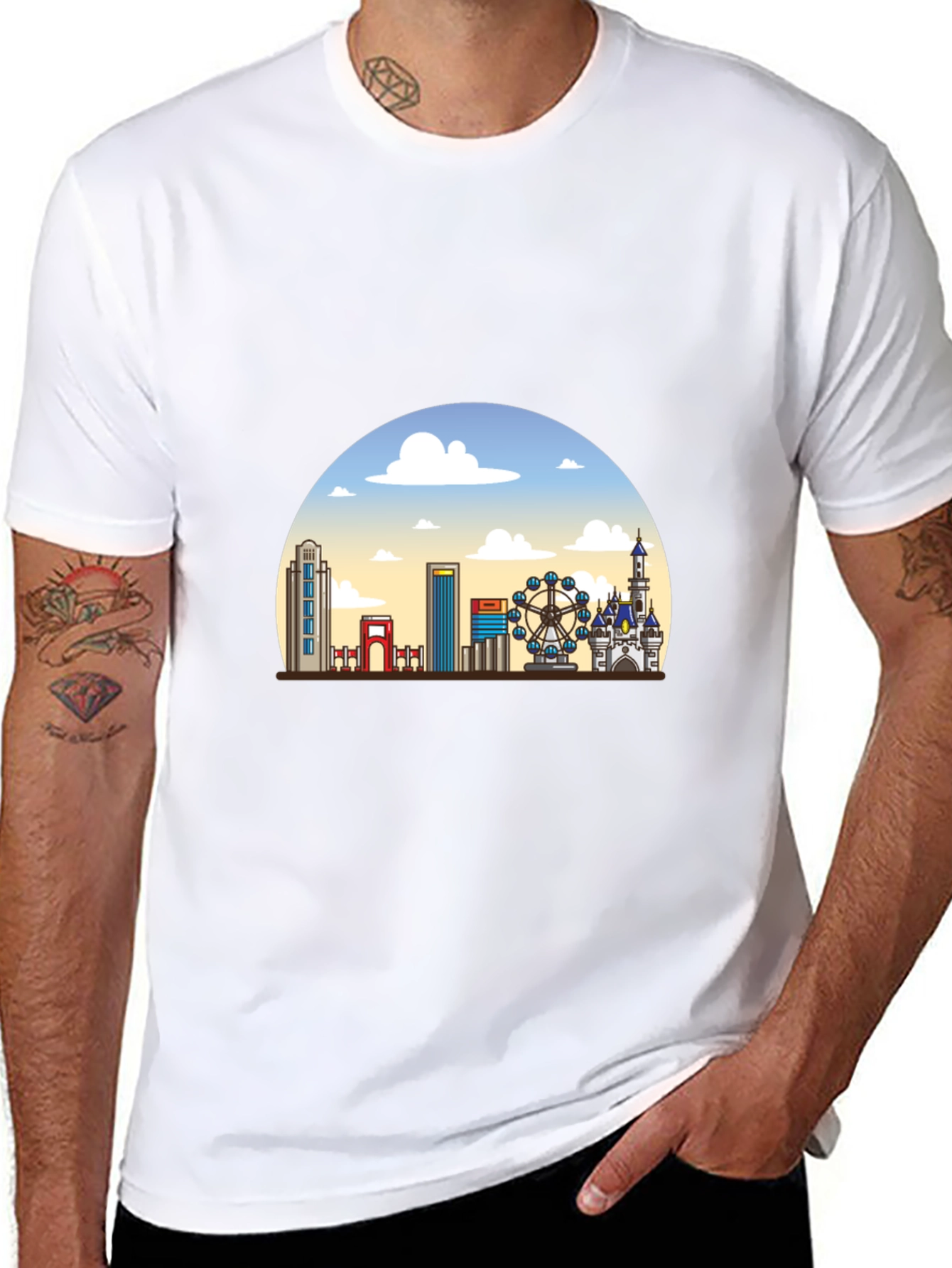 Skyline Graphic T-Shirt - Black Casual Tee