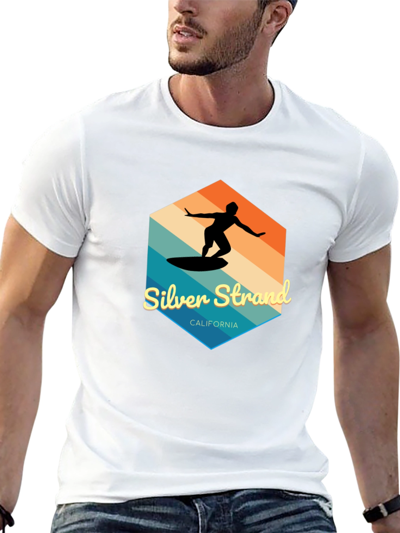 Silver Strand California Surfer Graphic Tee