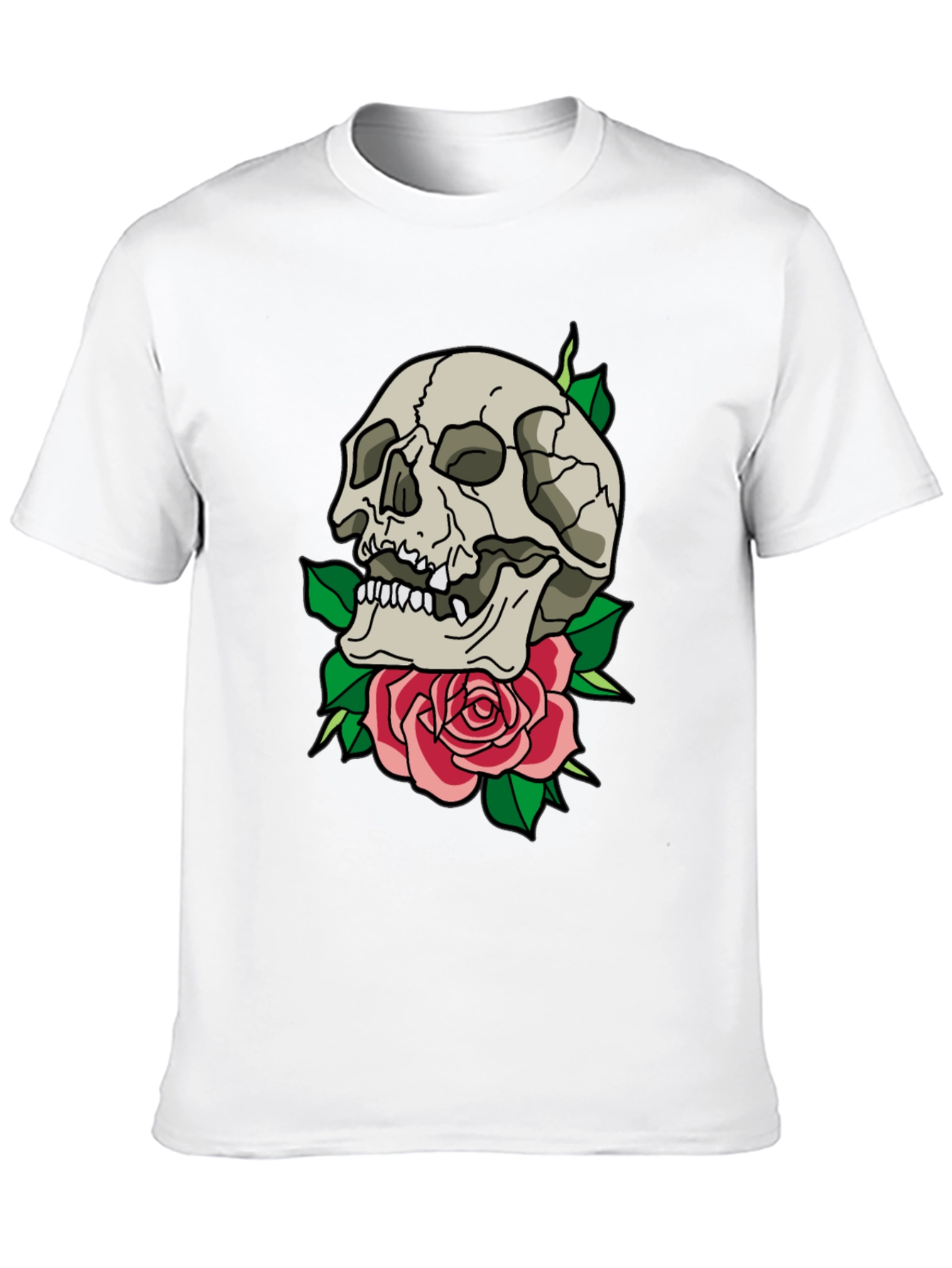 Skull & Rose Graphic T-Shirt - Trendy Casual Tee