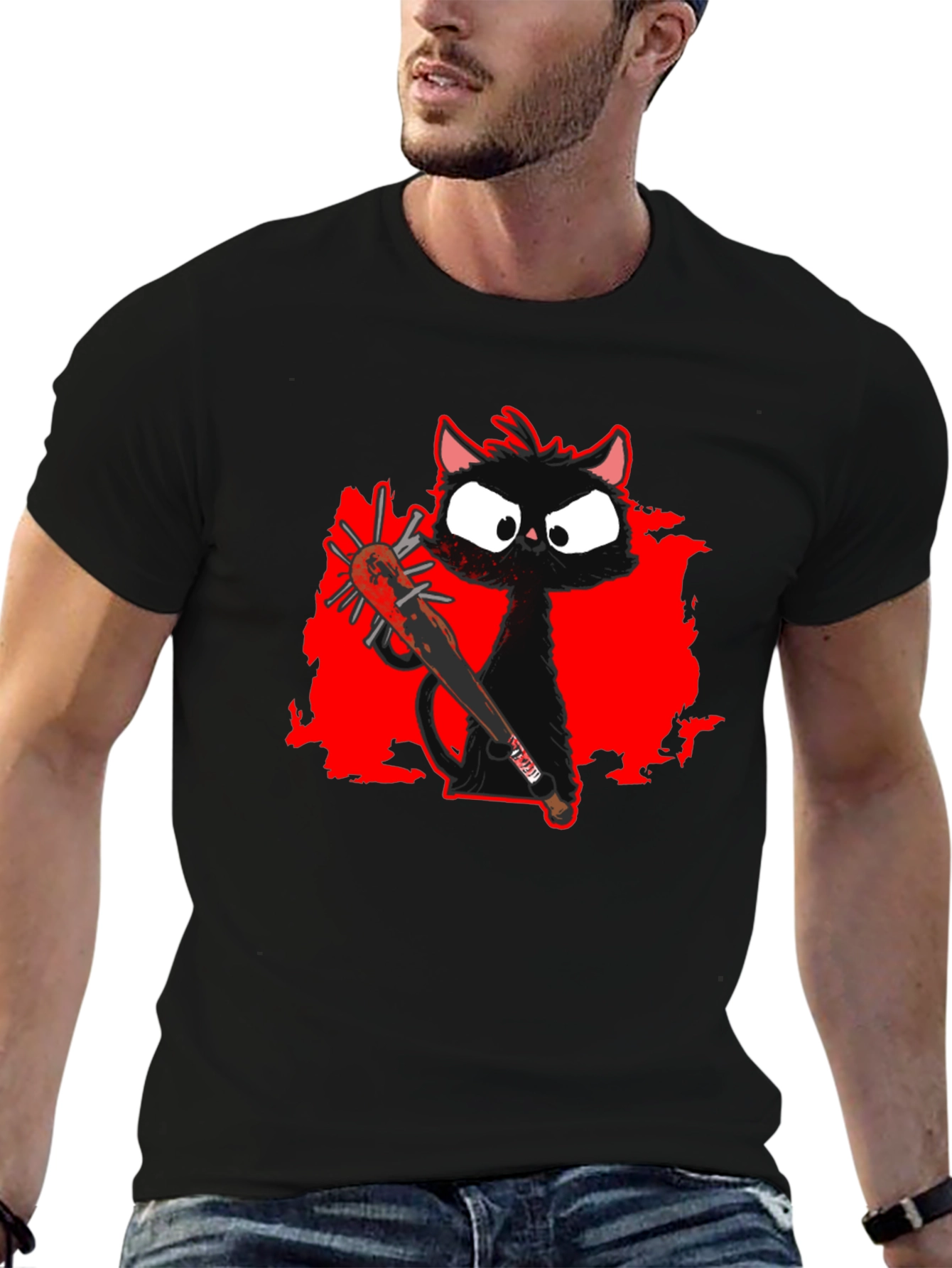 Spooky Cat Baseball Tee