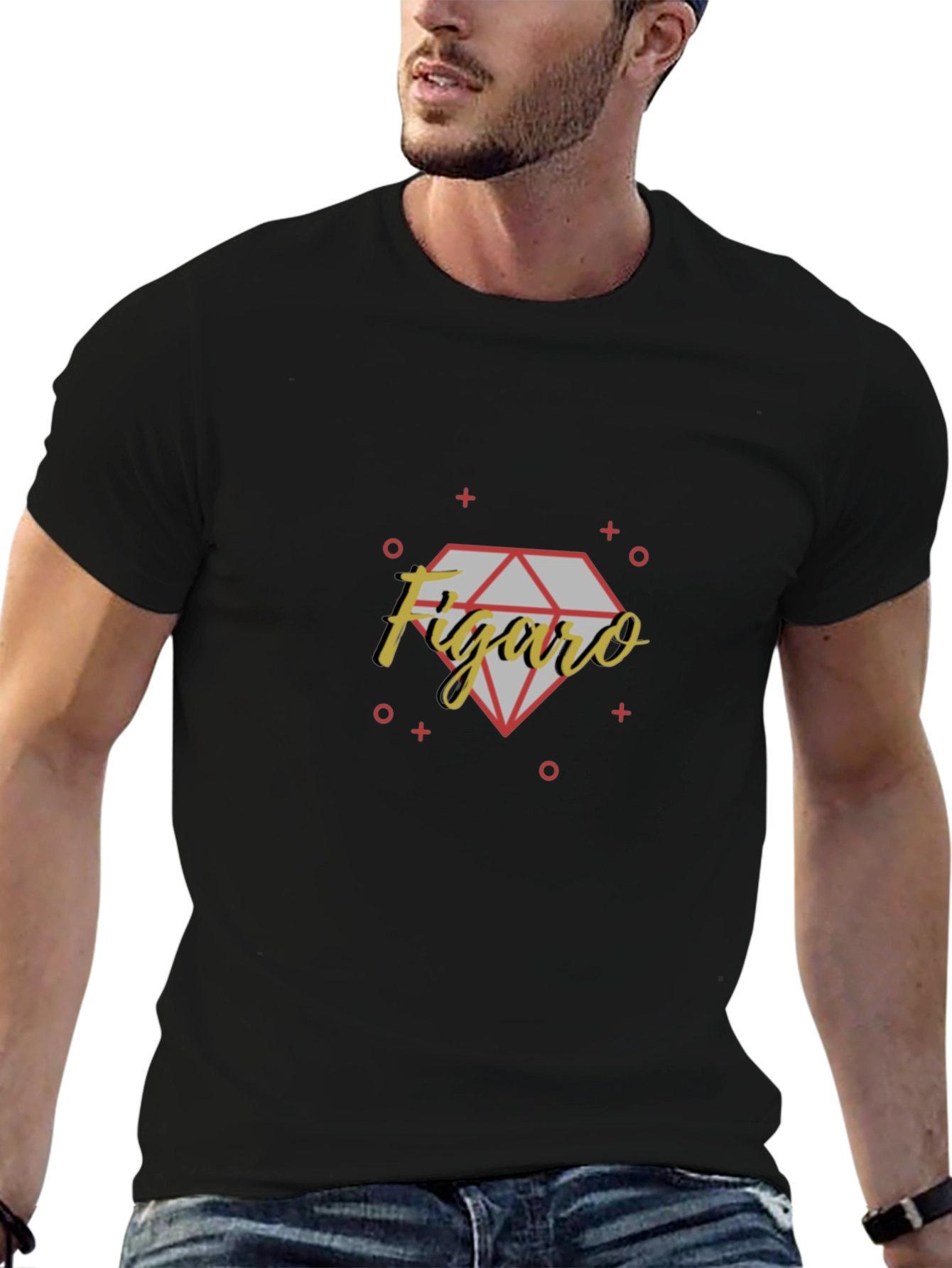 Figaro Diamond Graphic Tee - Stylish Black T-Shirt