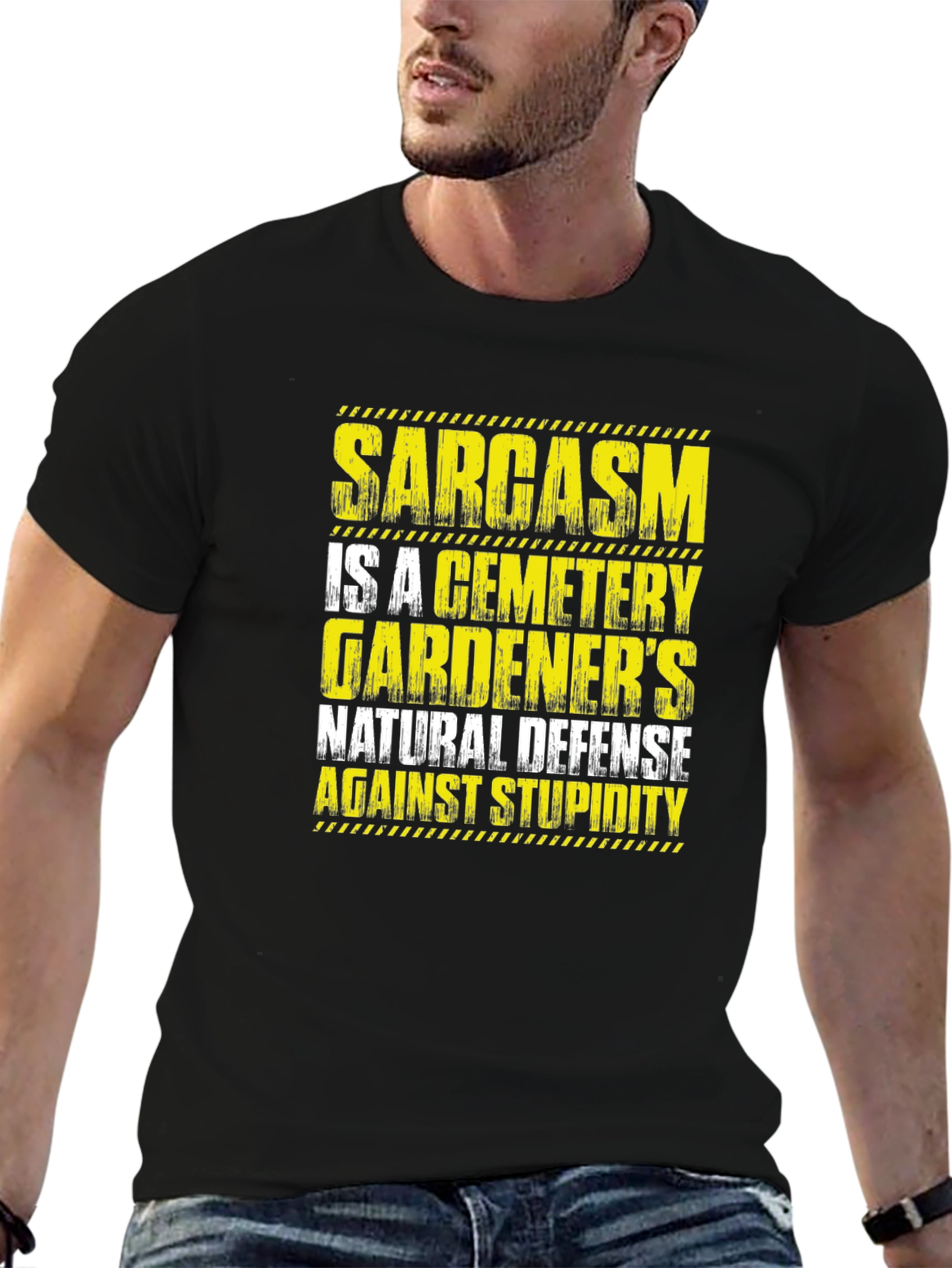 Sarcasm Cemetery Gardeners Defense Black T-Shirt