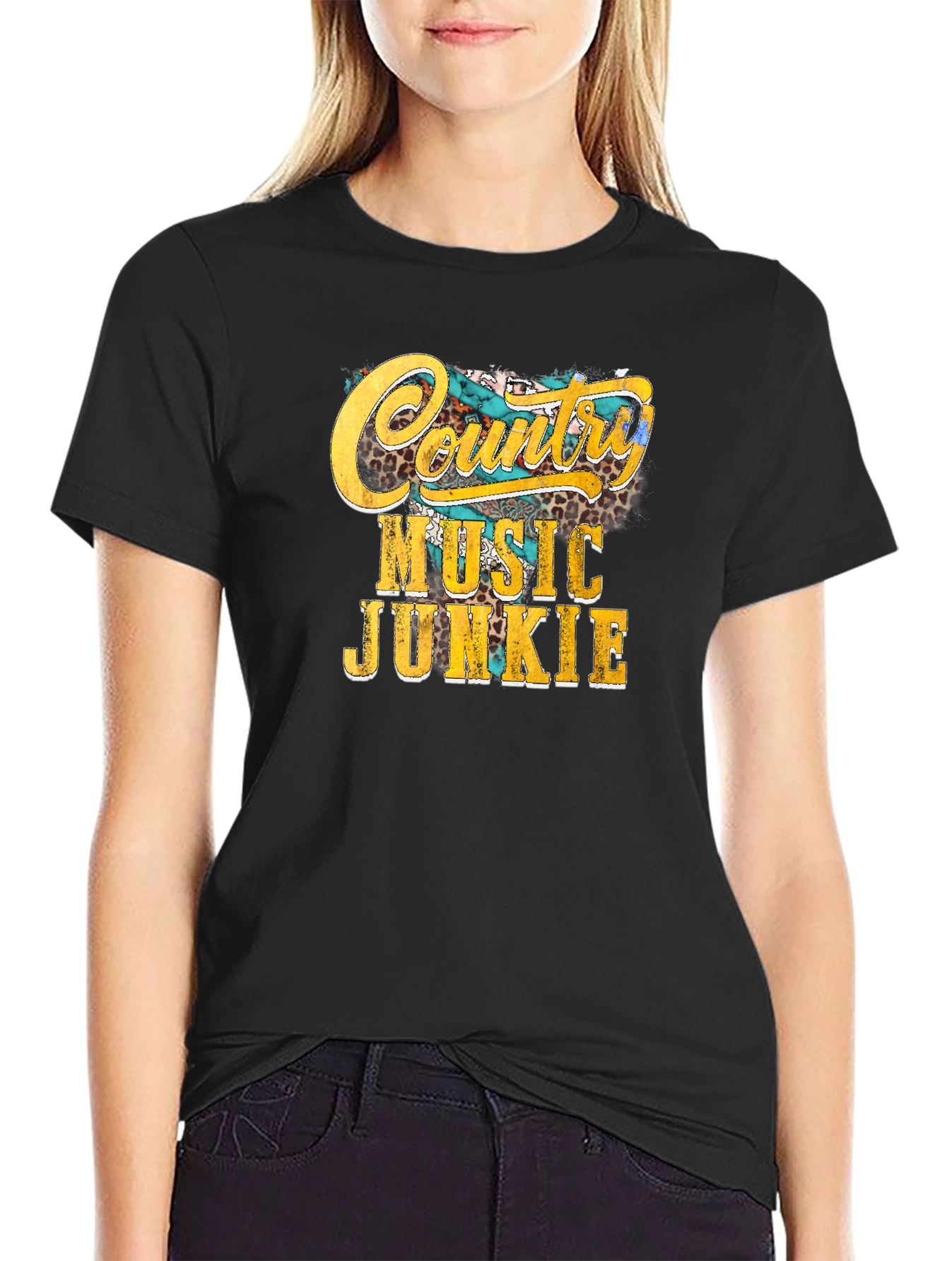 Country Music Junkie Graphic Tee - Black
