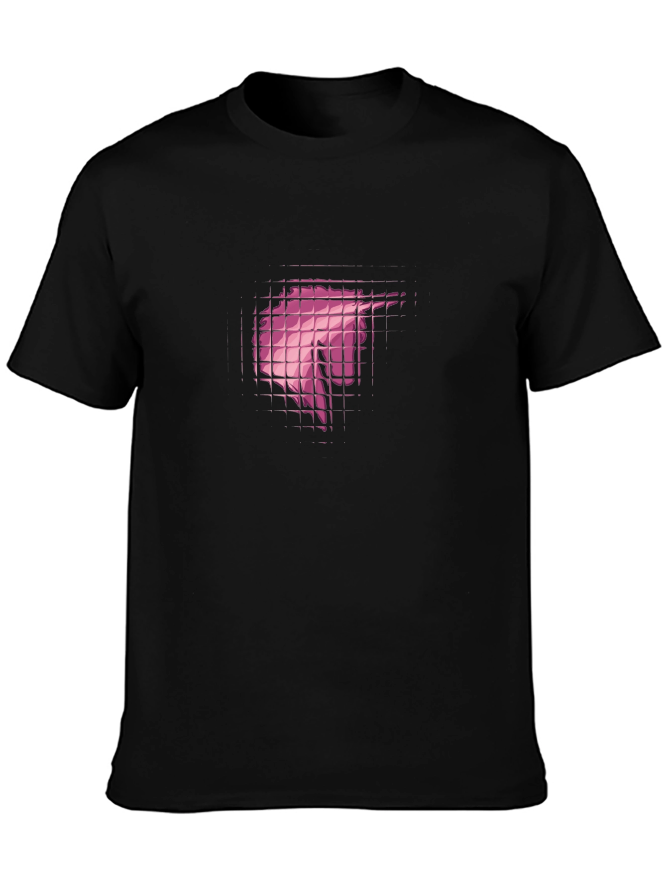 Abstract Grid Graphic Print Black T-Shirt