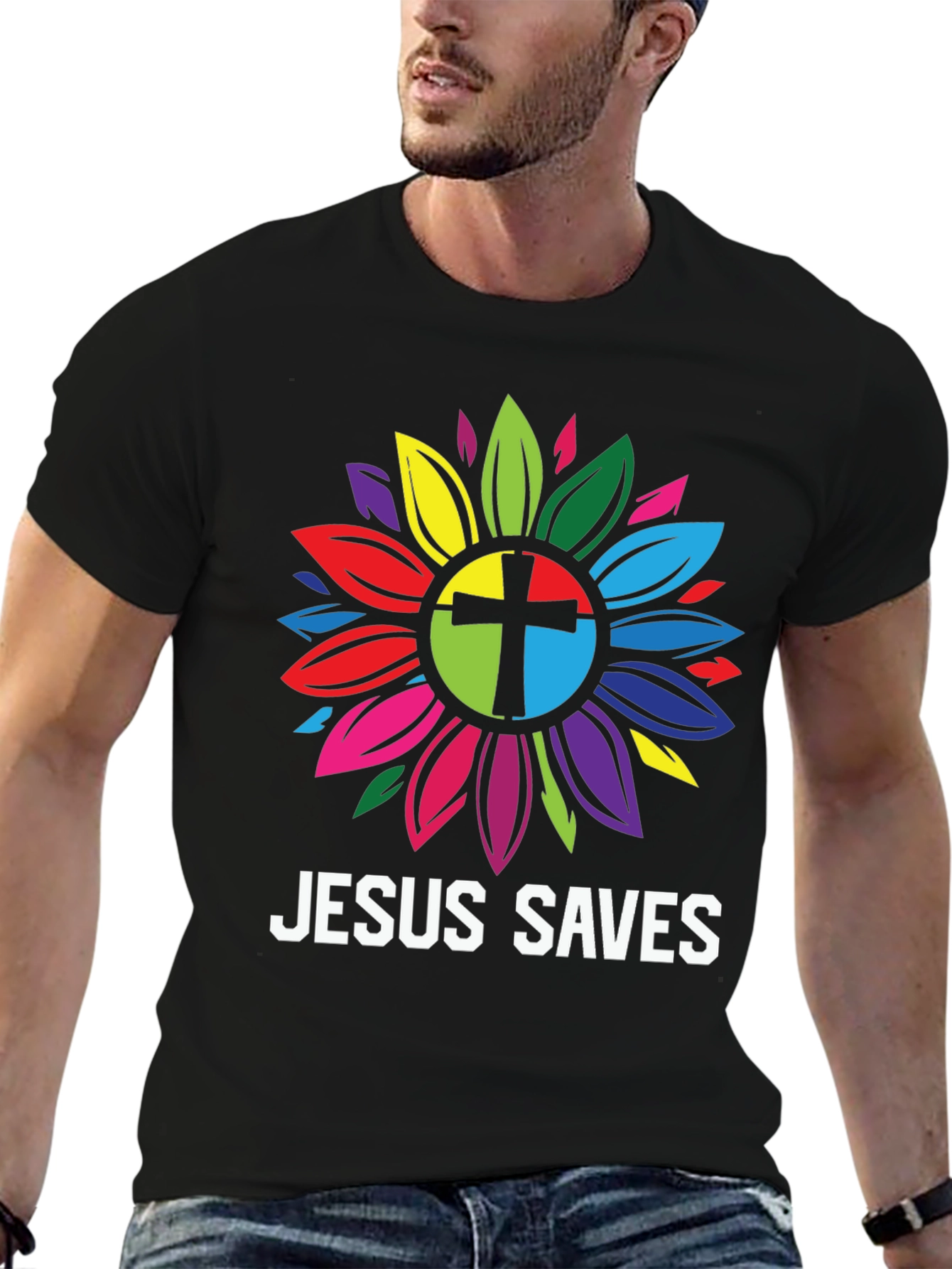 Jesus Saves Sunflower Graphic Tee