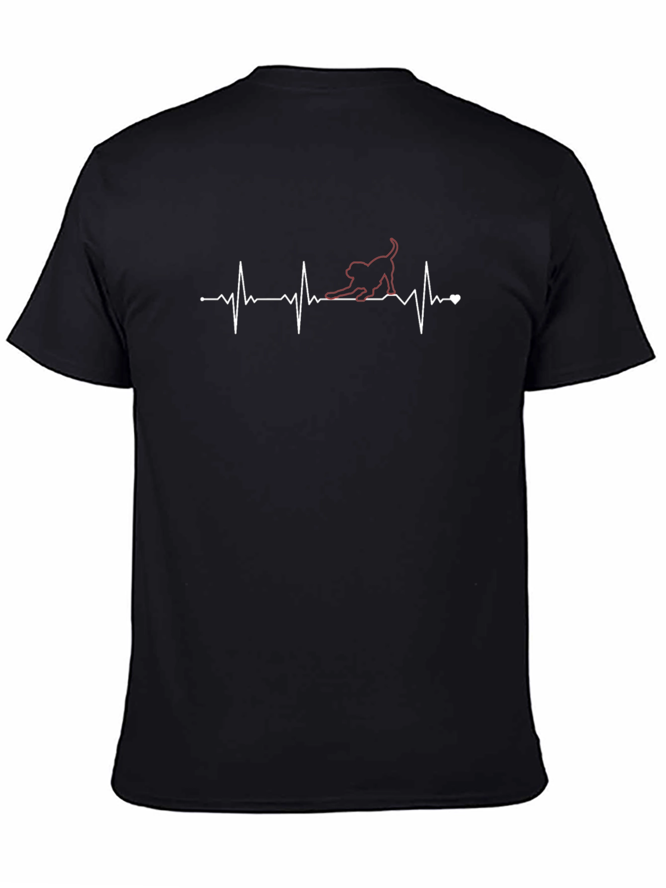 Cat Heartbeat T-Shirt - Black