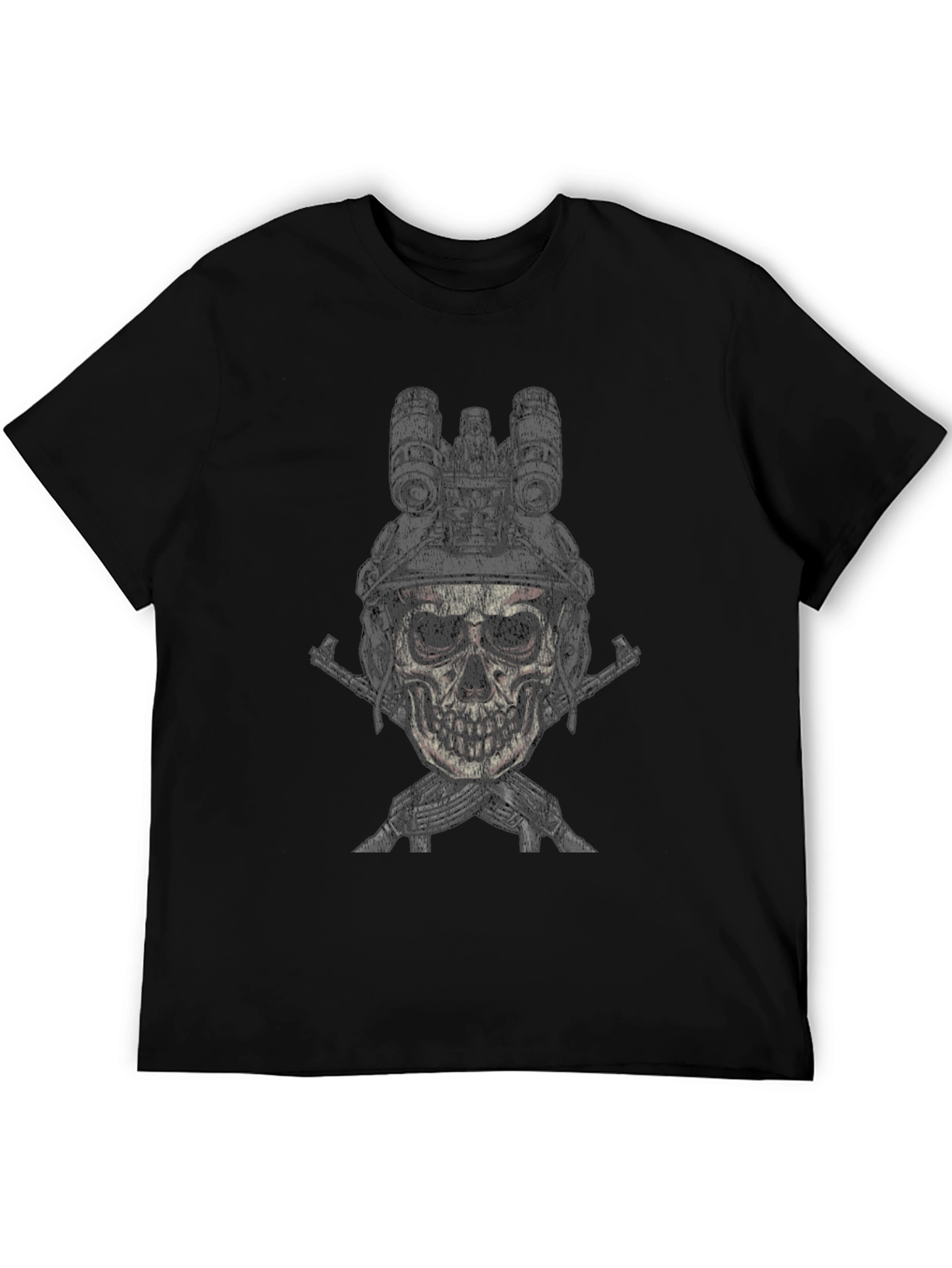 Skull Soldier Graphic Tee - Mens Black Cotton T-Shirt