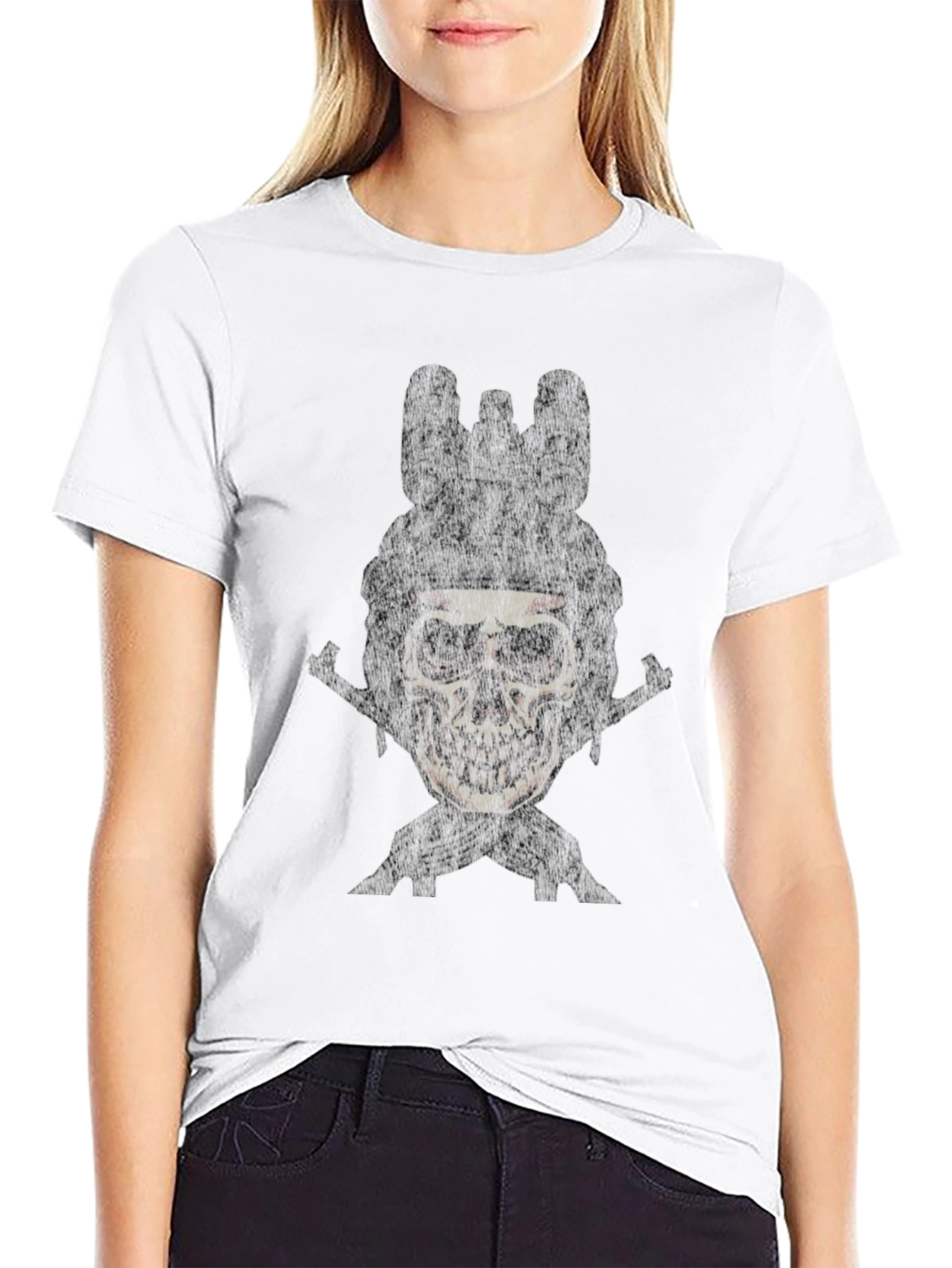 Skull Soldier Graphic Tee - Mens Black Cotton T-Shirt