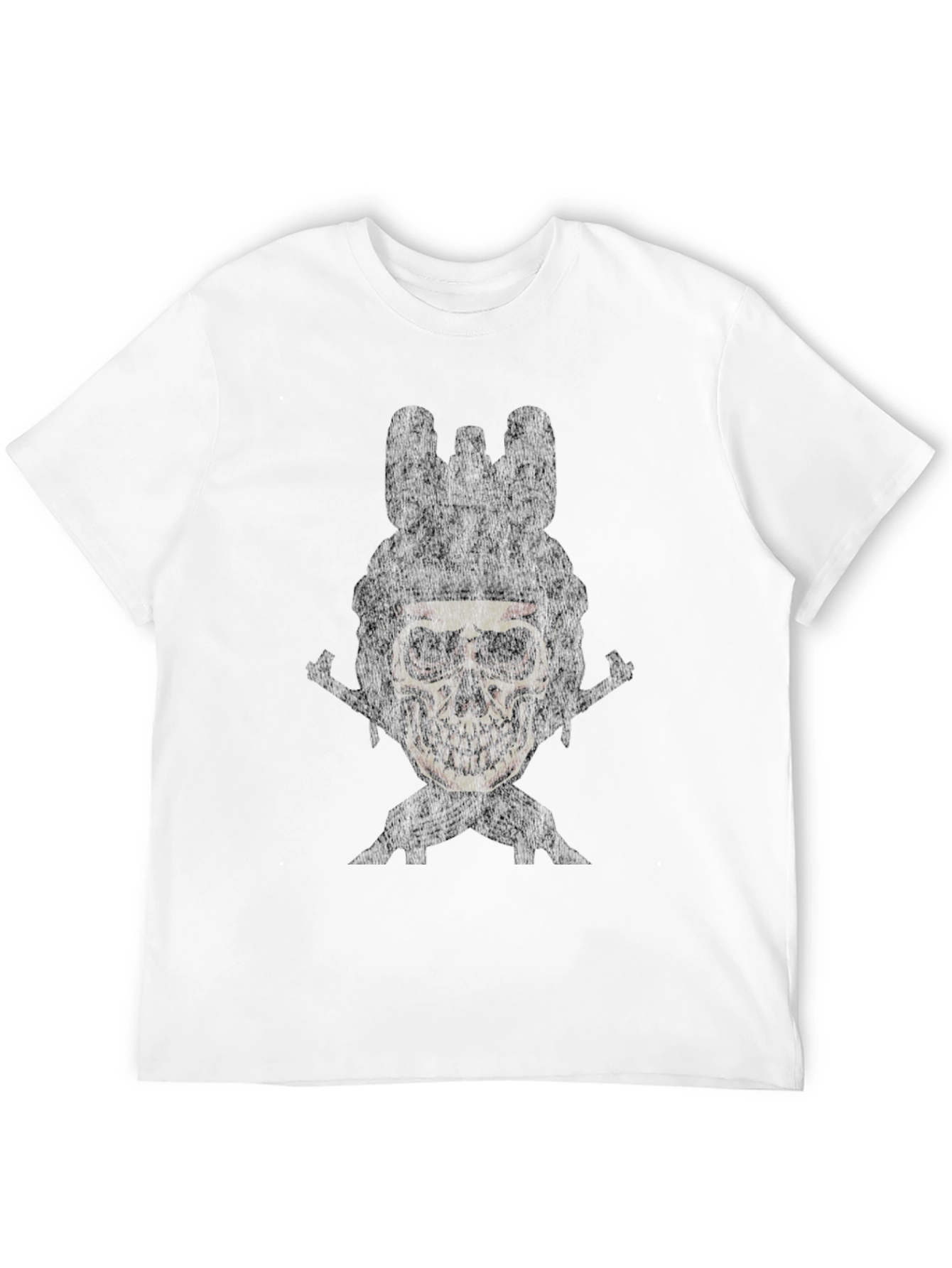 Skull Soldier Graphic Tee - Mens Black Cotton T-Shirt