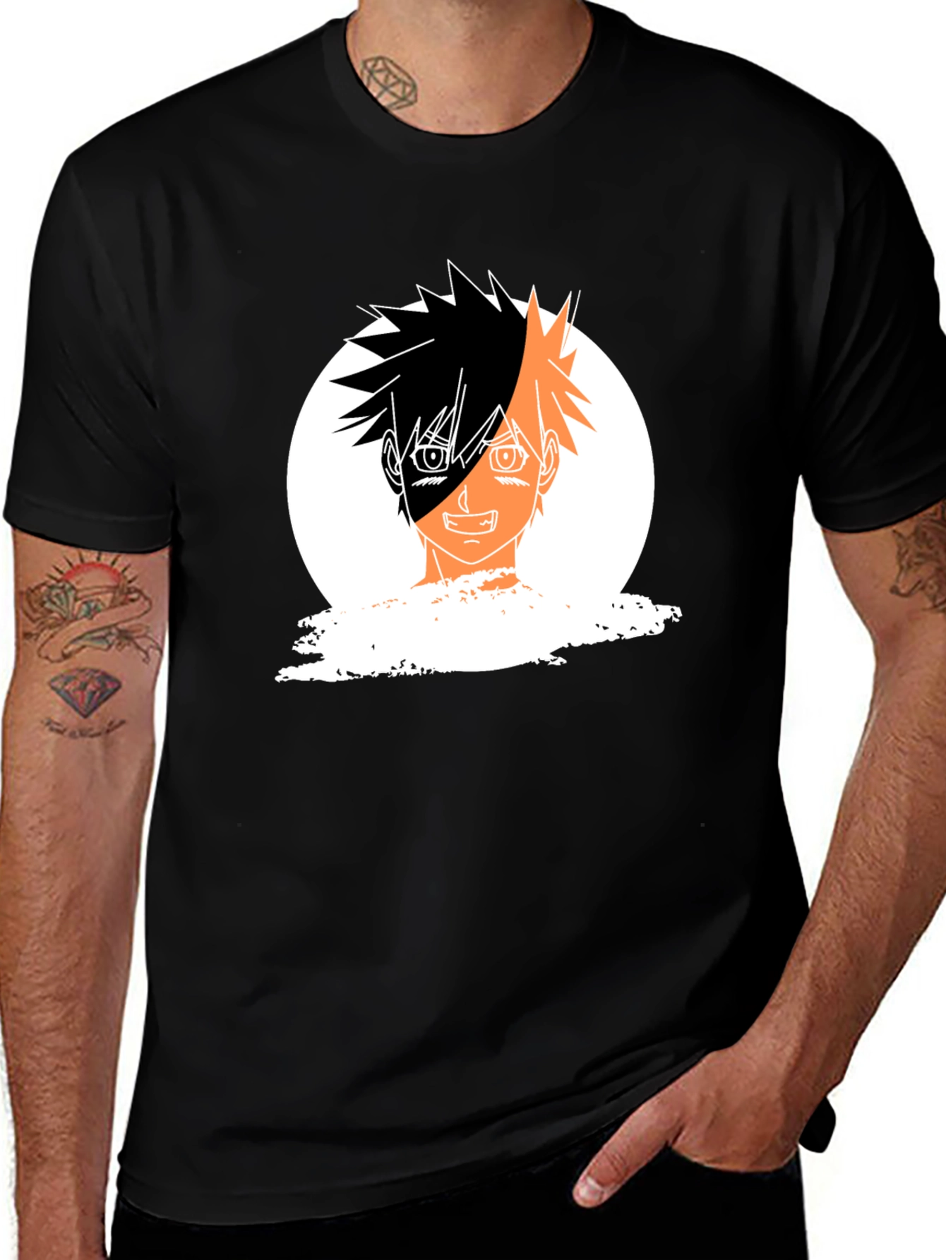 Anime Portrait Graphic Black T-Shirt