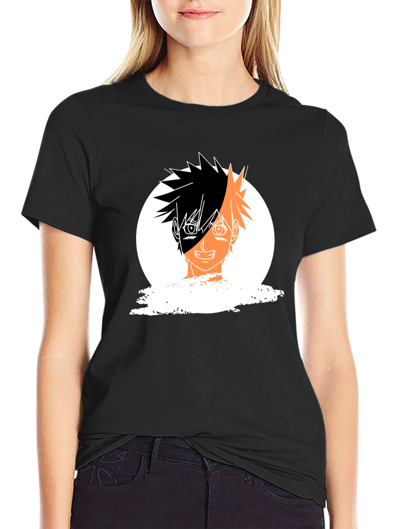 Anime Portrait Graphic Black T-Shirt