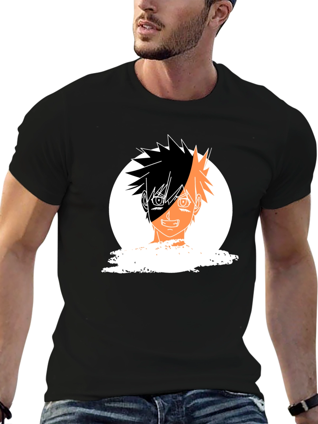 Anime Portrait Graphic Black T-Shirt