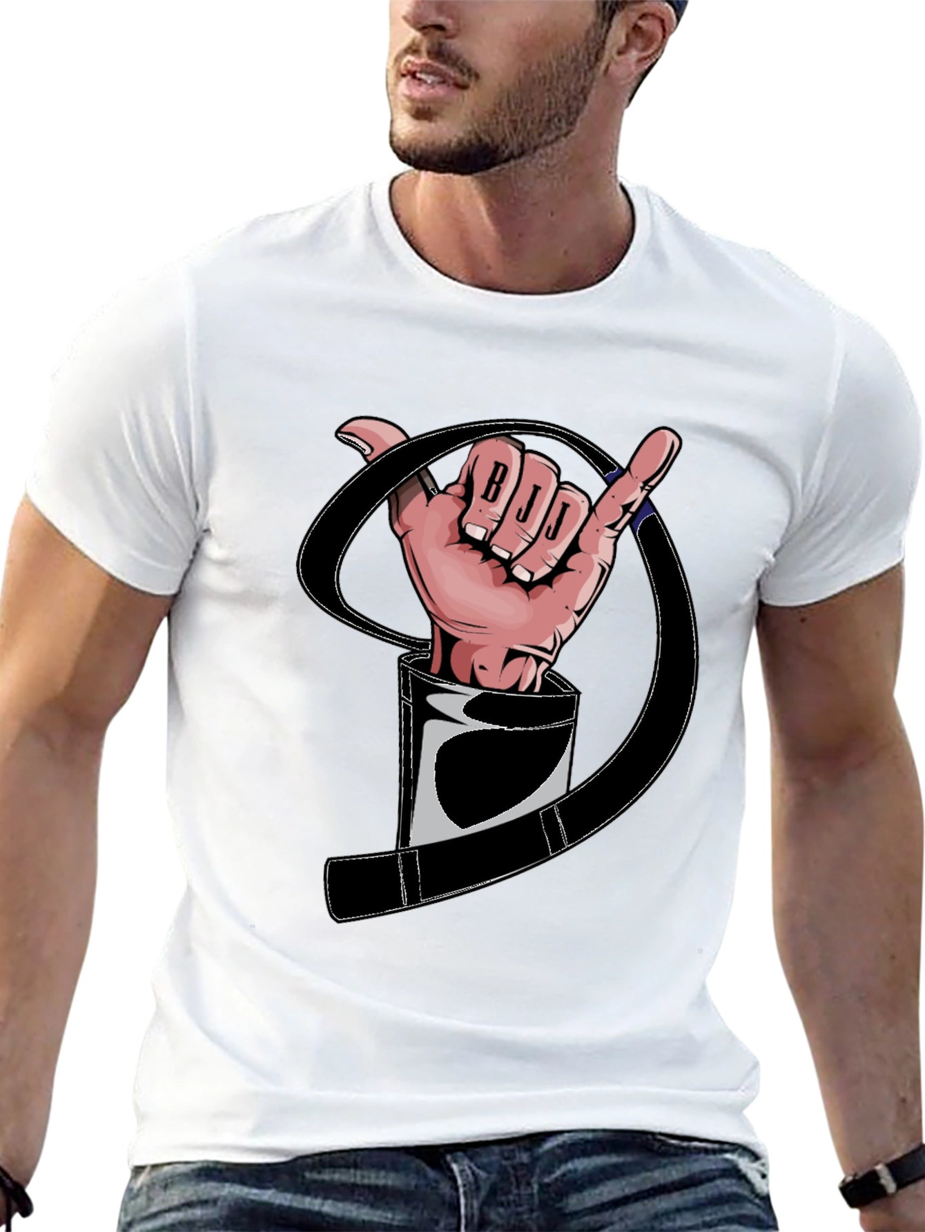 BJJ Hand Sign Black T-Shirt Jiu Jitsu Martial Arts