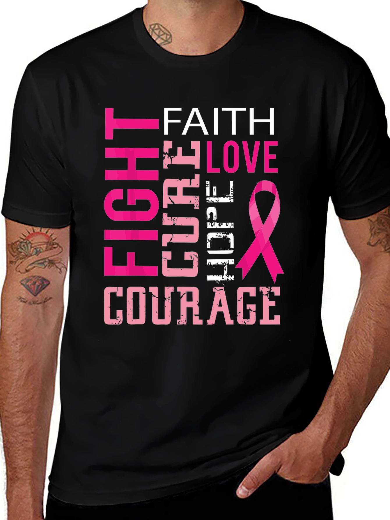 Fight Cure Love Hope Courage Breast Cancer Awareness T-Shirt