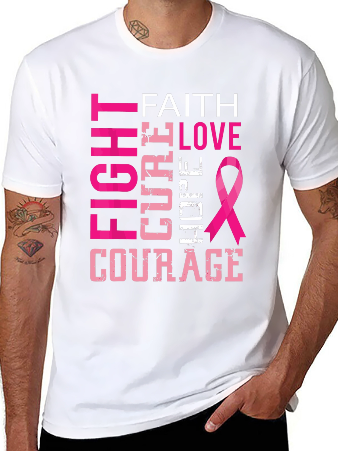 Fight Cure Love Hope Courage Breast Cancer Awareness T-Shirt
