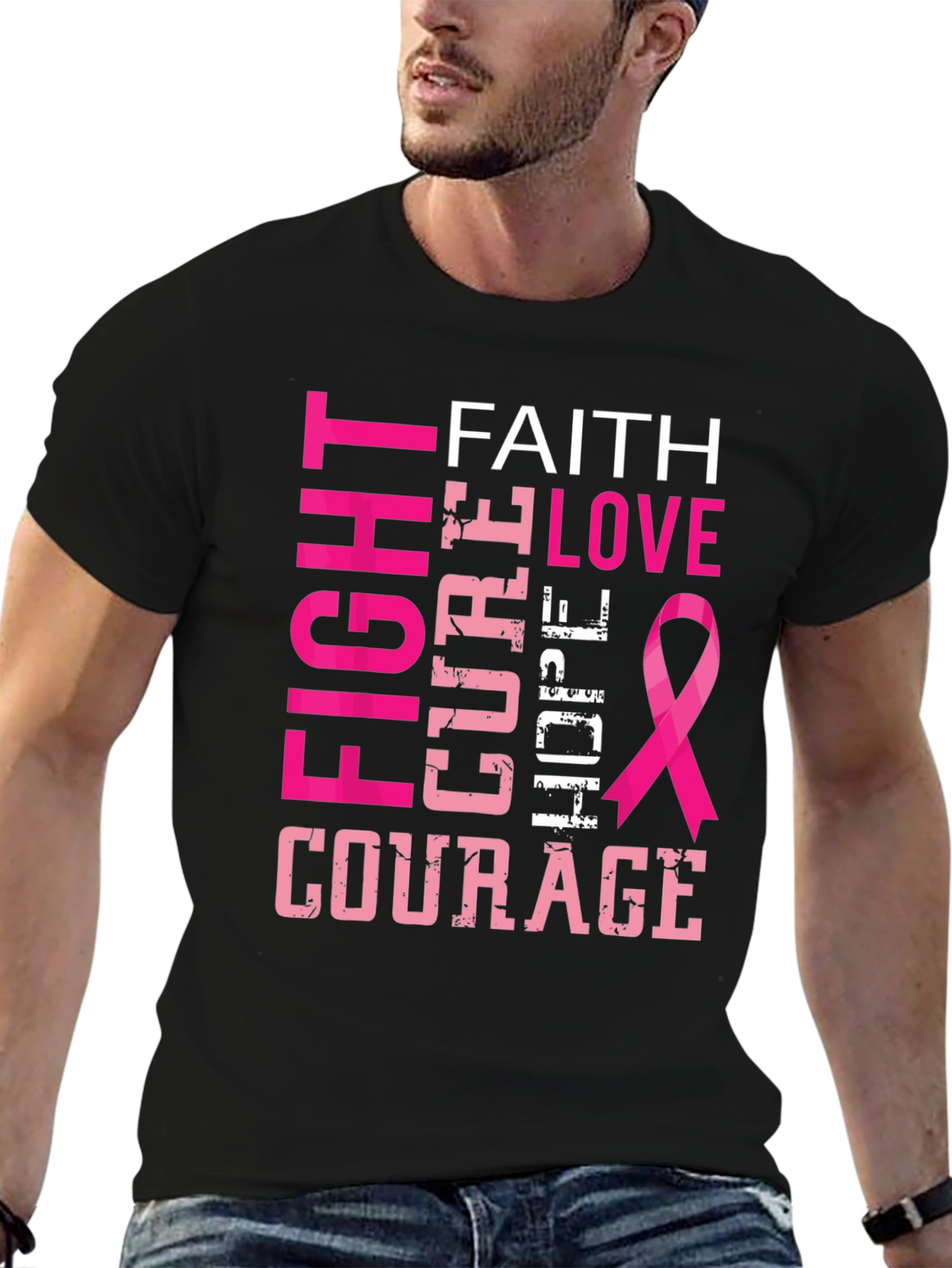 Fight Cure Love Hope Courage Breast Cancer Awareness T-Shirt