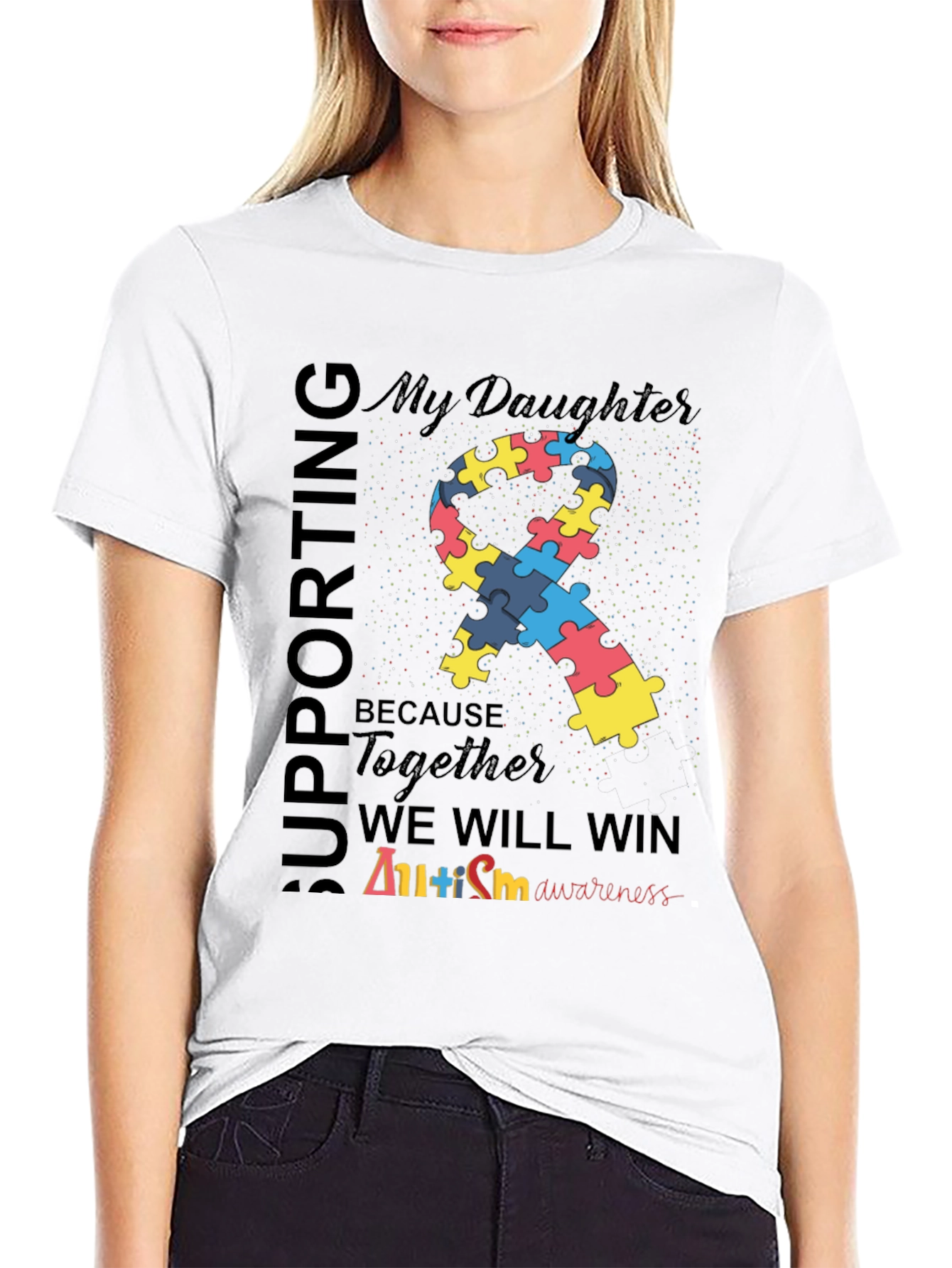Autism Awareness Ribbon T-Shirt - Supporting My Daughter