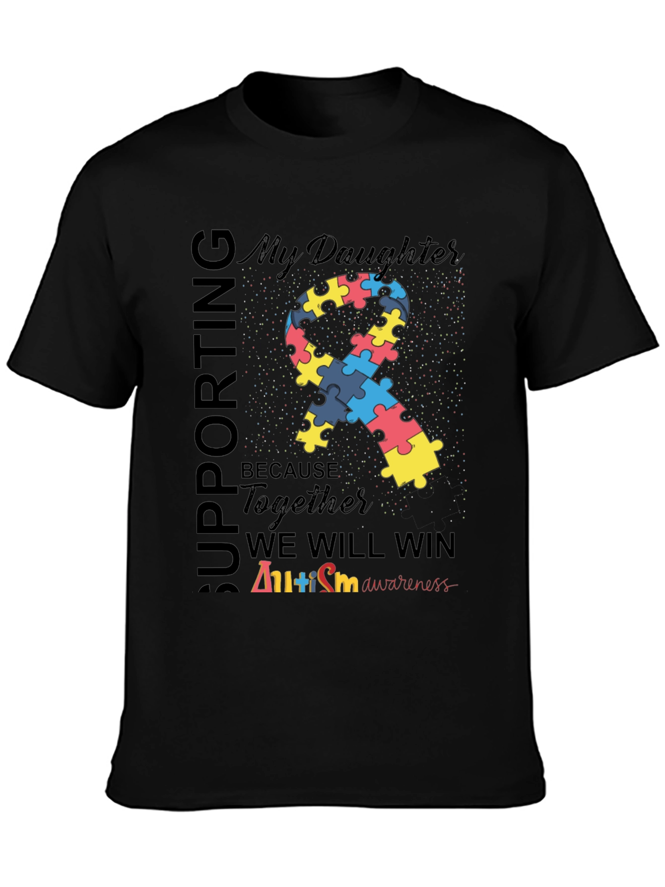 Autism Awareness Ribbon T-Shirt - Supporting My Daughter