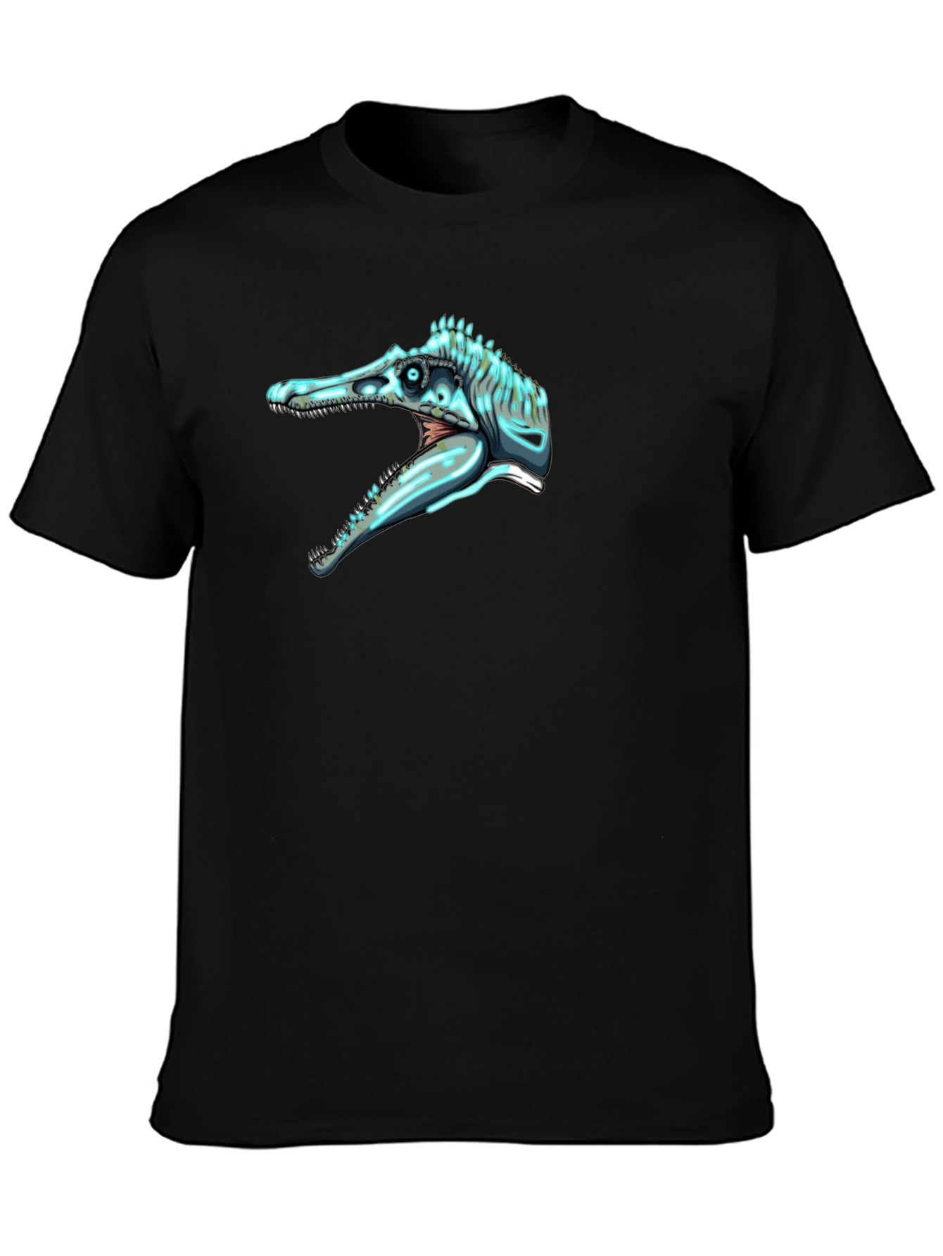 Dino Skull Graphic Tee - Black Cotton Comfort