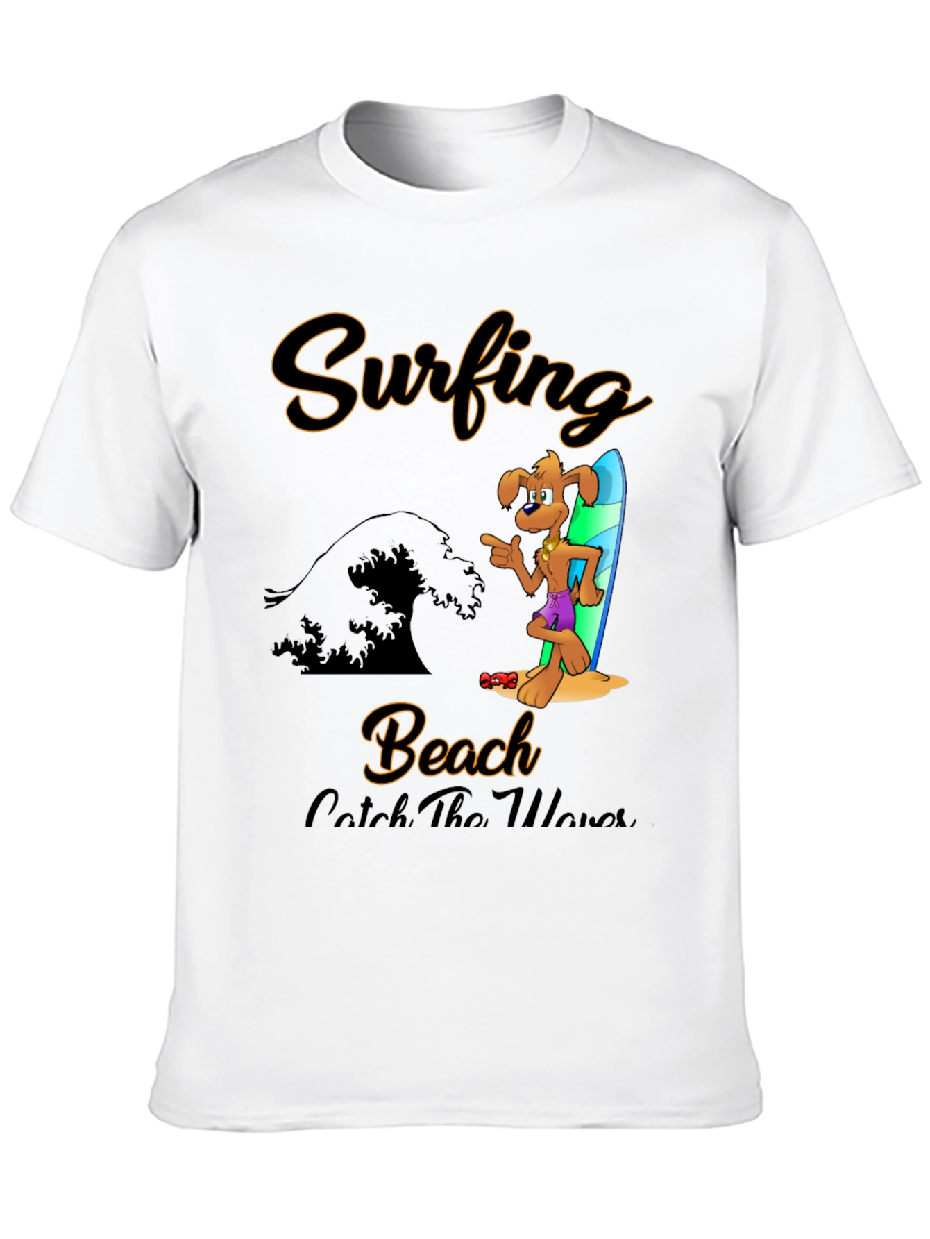 Surfing Beach Dog T-Shirt - Catch the Waves