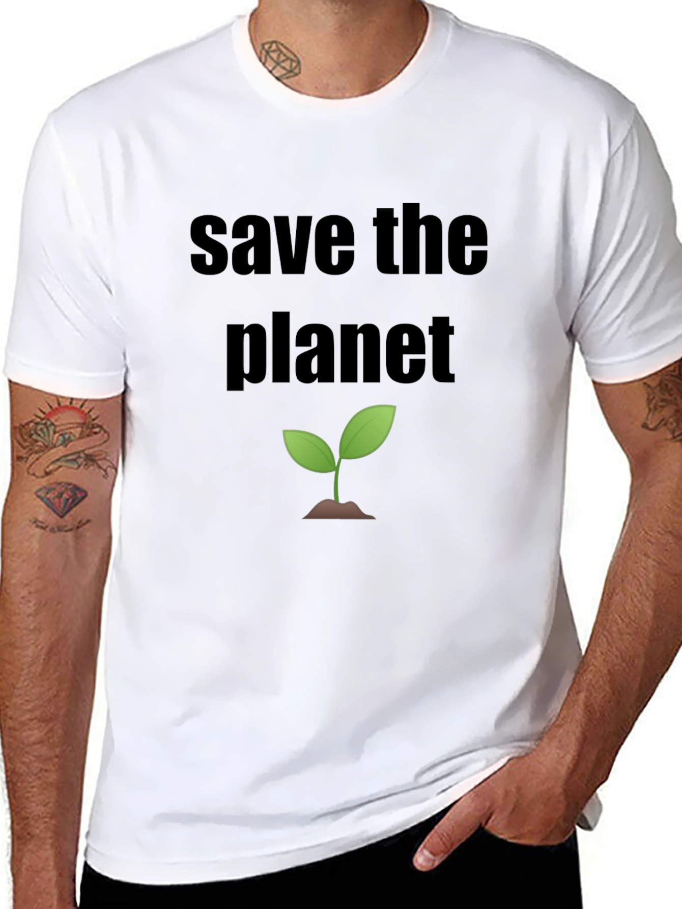 Save the Planet T-Shirt - Black Eco-Friendly Design