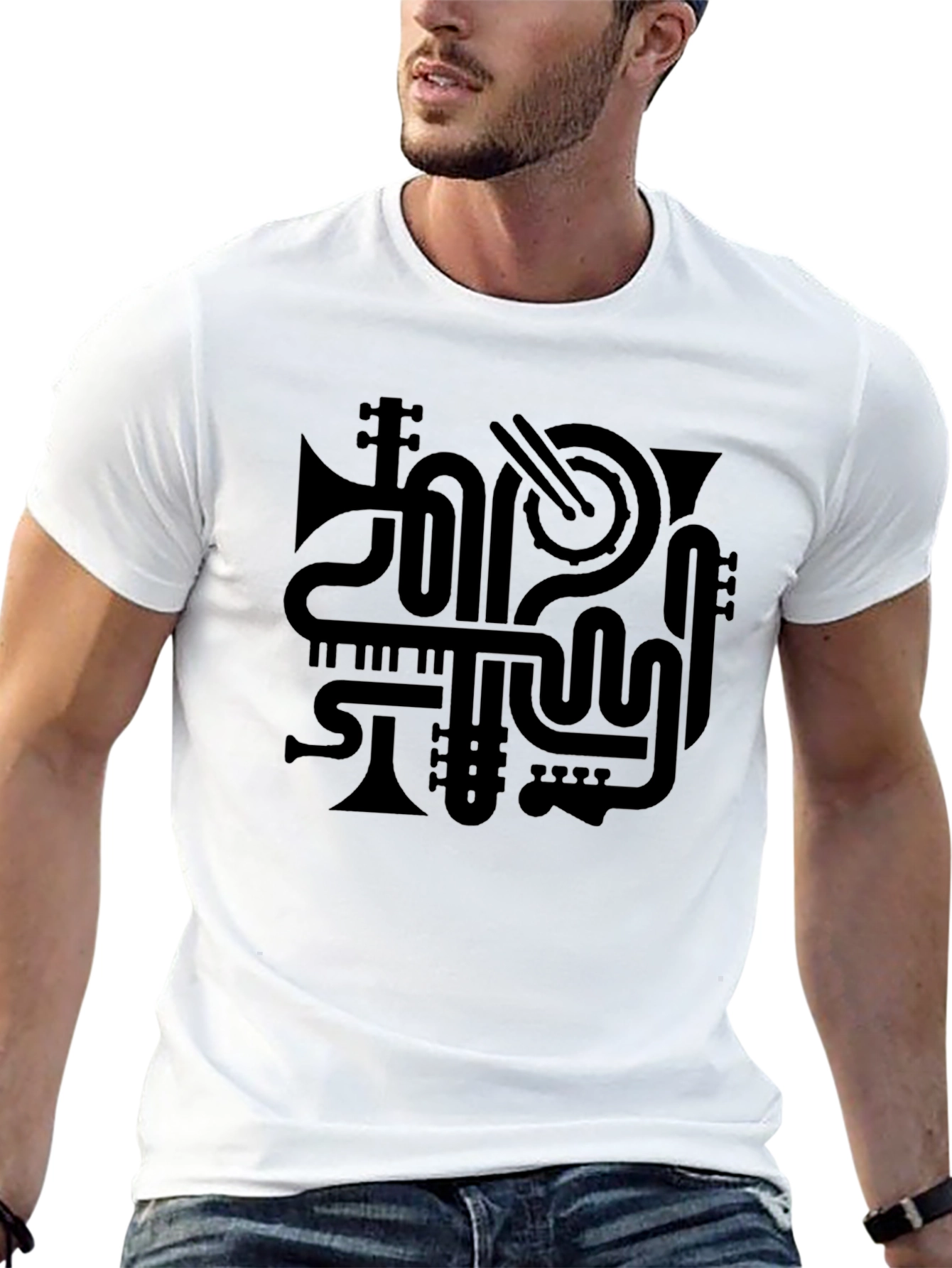 Music Instrument Graphic T-Shirt - Black