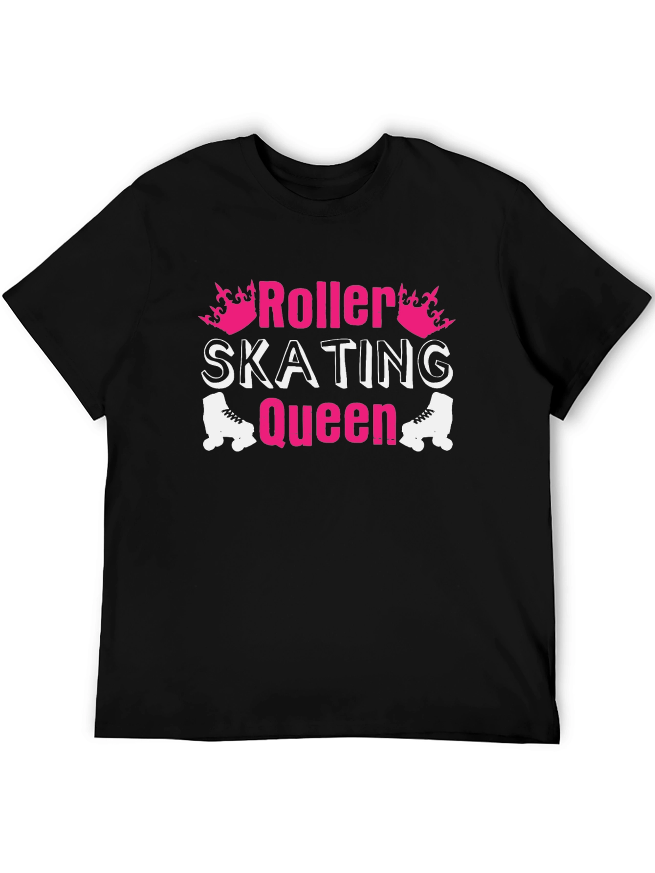 Roller Skating Queen Graphic Tee - Black Cotton T-Shirt