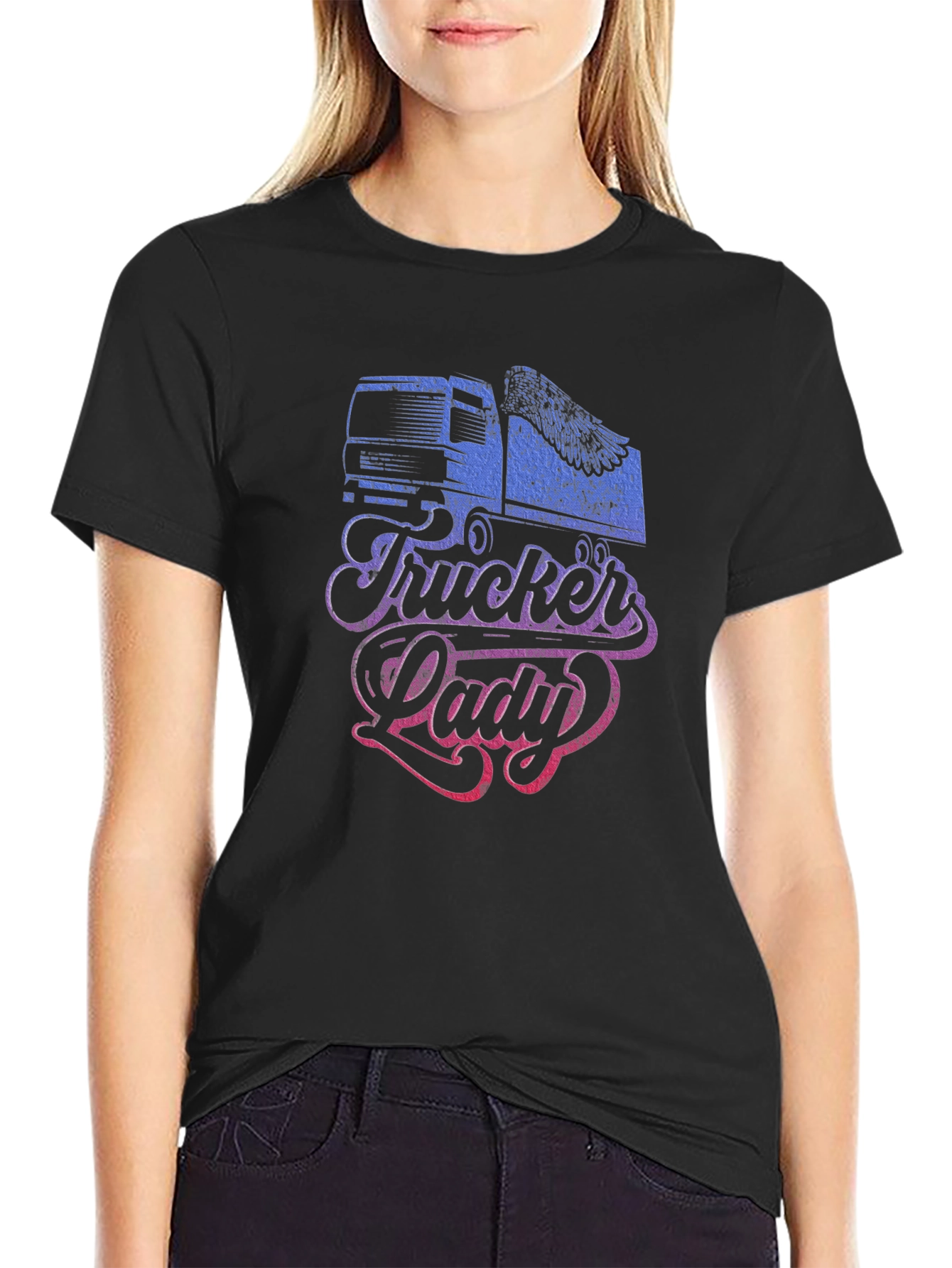 Trucker Lady Graphic Tee - Stylish Comfort