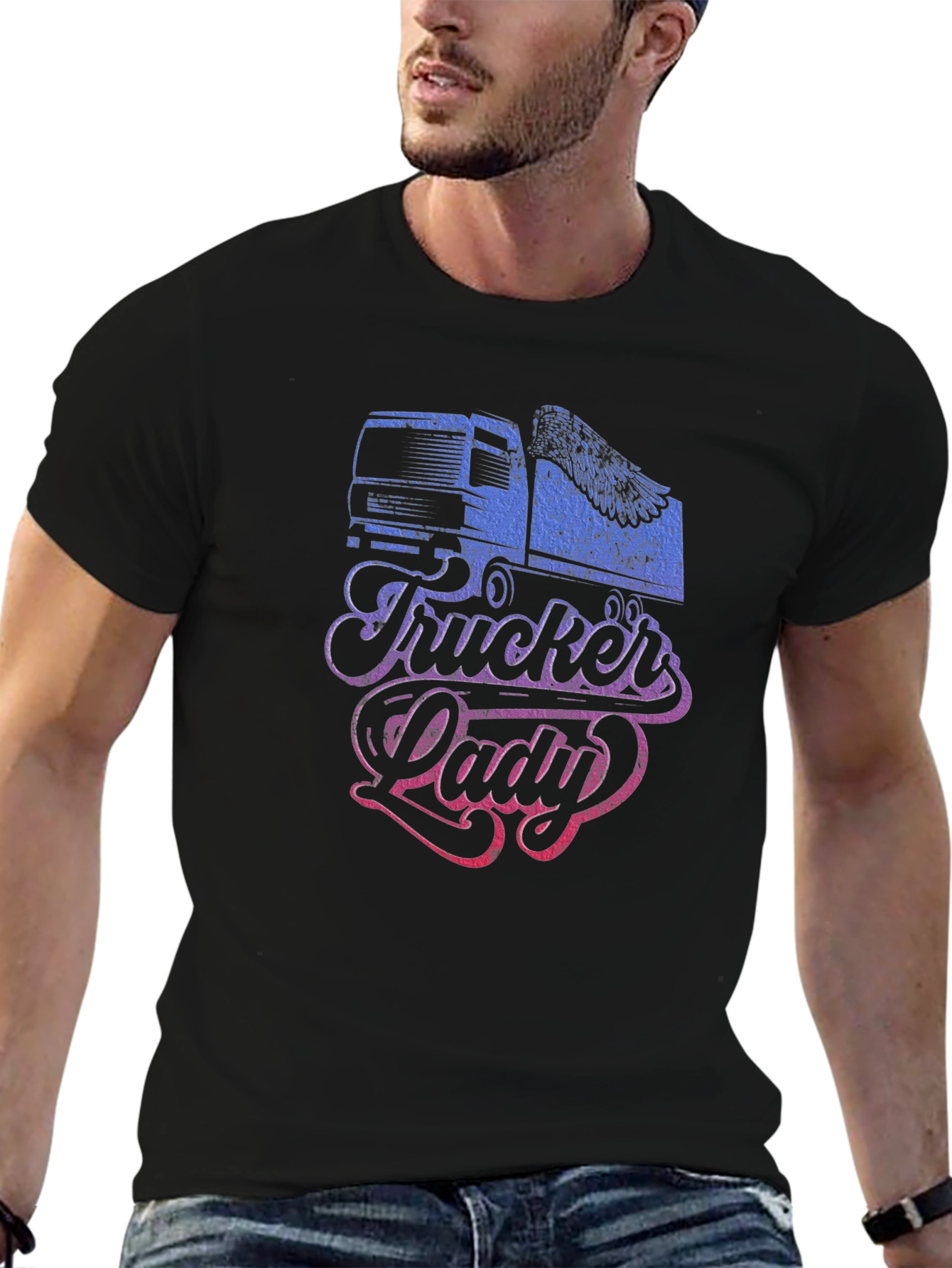 Trucker Lady Graphic Tee - Stylish Comfort