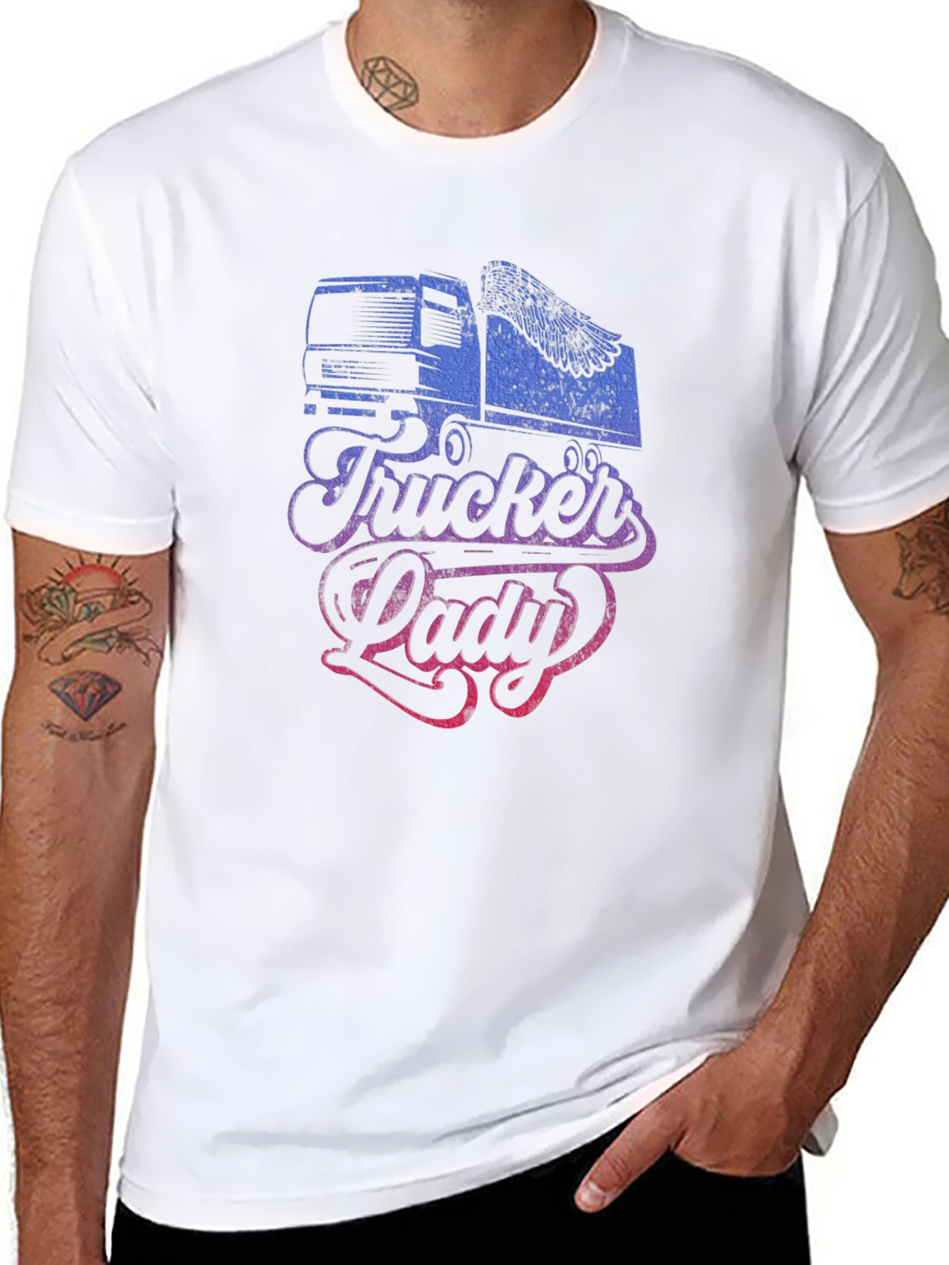 Trucker Lady Graphic Tee - Stylish Comfort