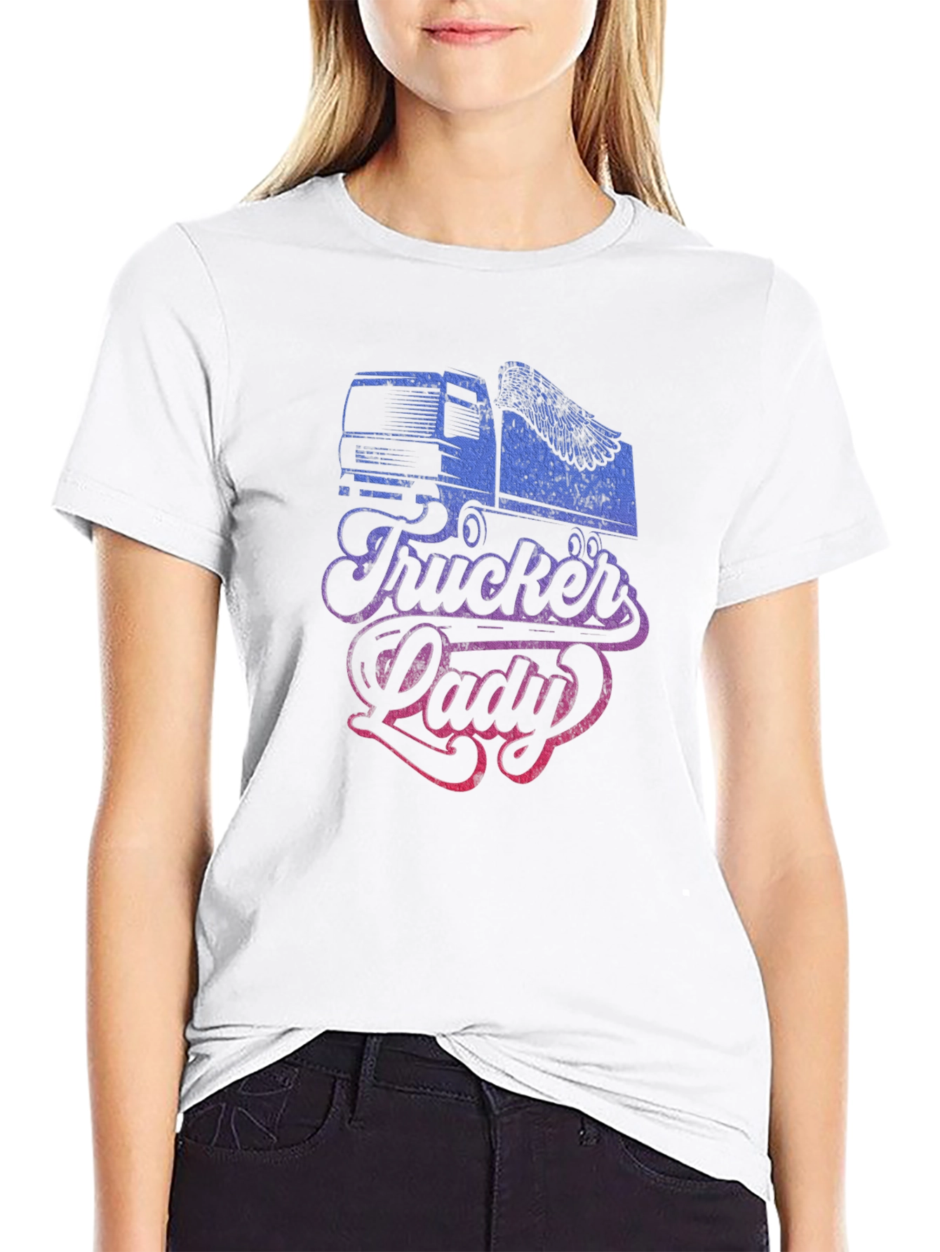 Trucker Lady Graphic Tee - Stylish Comfort