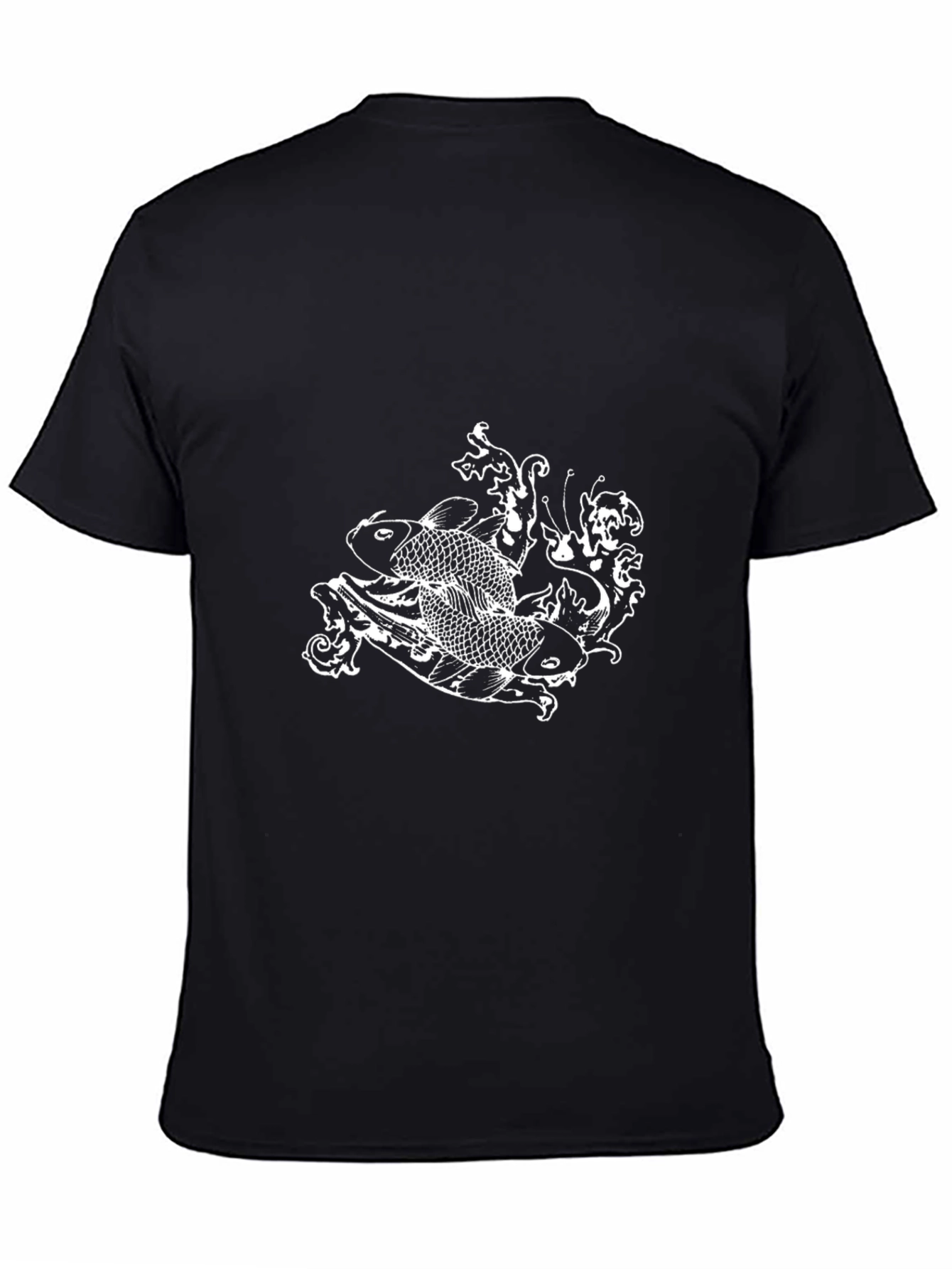 Koi Fish Graphic Tee - Stylish Black Cotton T-Shirt