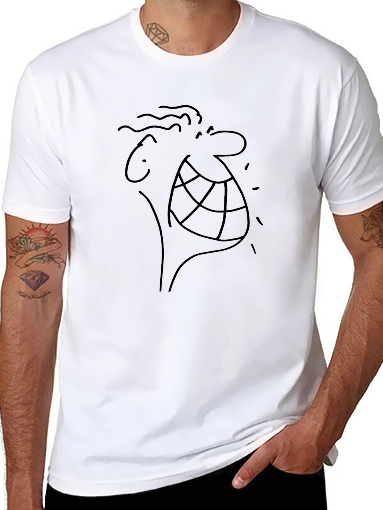 Cartoon Face Black T-Shirt - Unique Graphic Tee