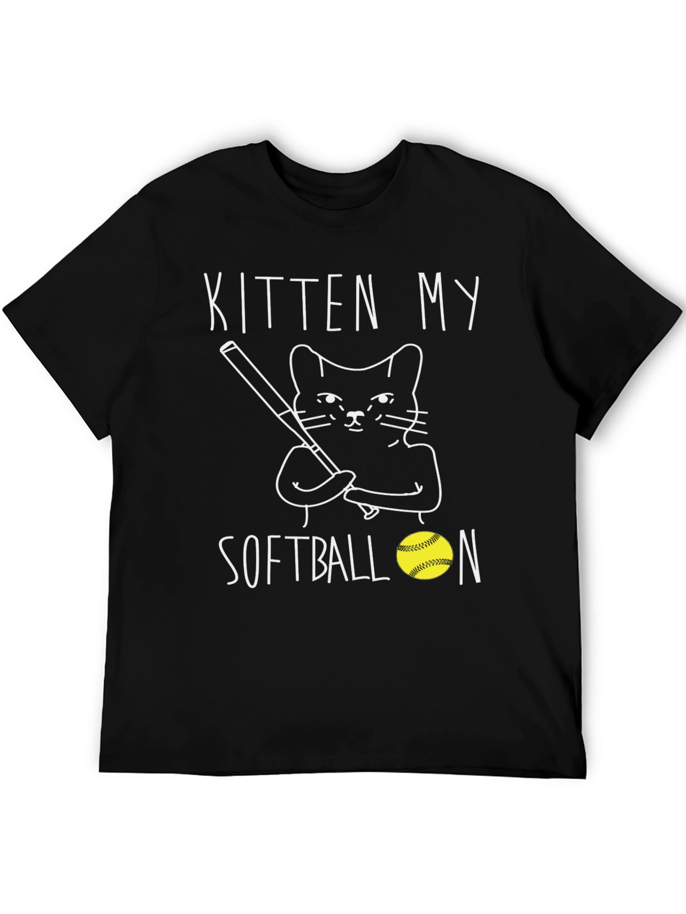 Kitten My Softball T-Shirt Black Graphic Tee