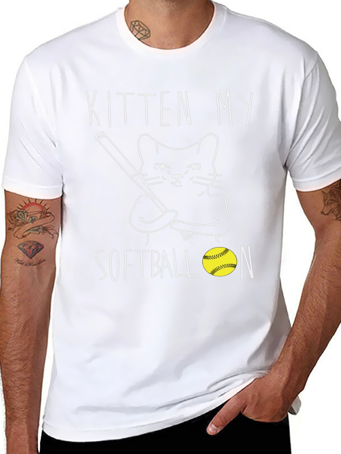 Kitten My Softball T-Shirt Black Graphic Tee