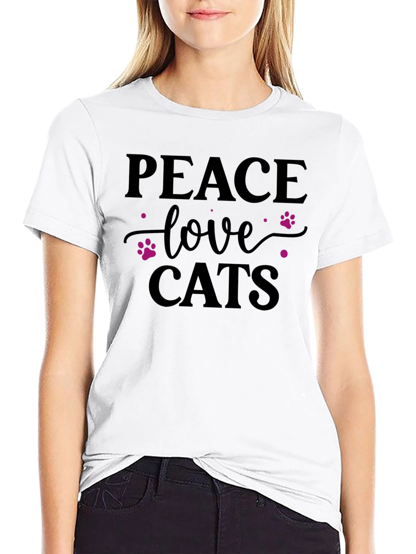 Peace Love Cats Graphic Tee - Soft Cotton Shirt