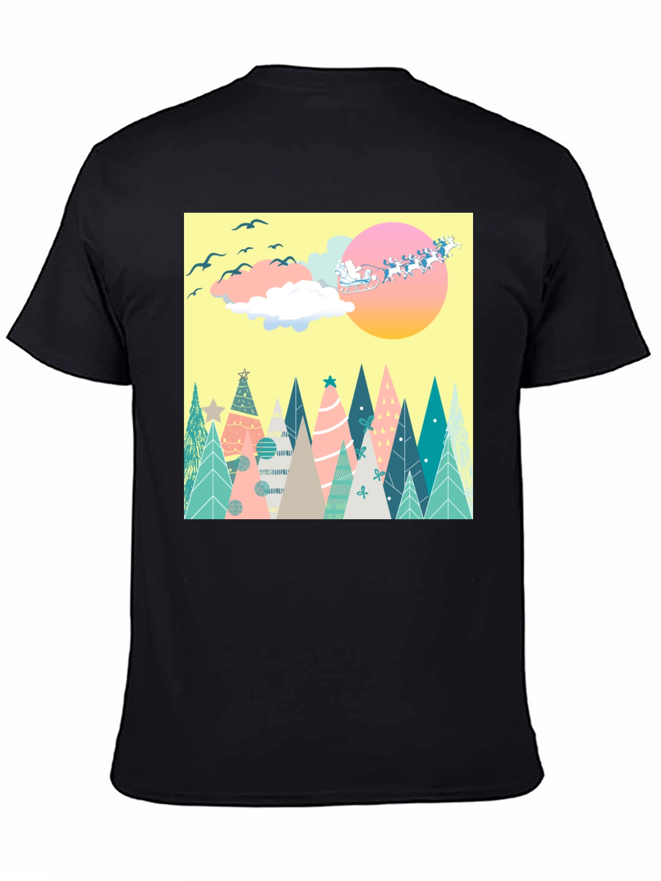 Holiday Trees Santa Sleigh Graphic Tee