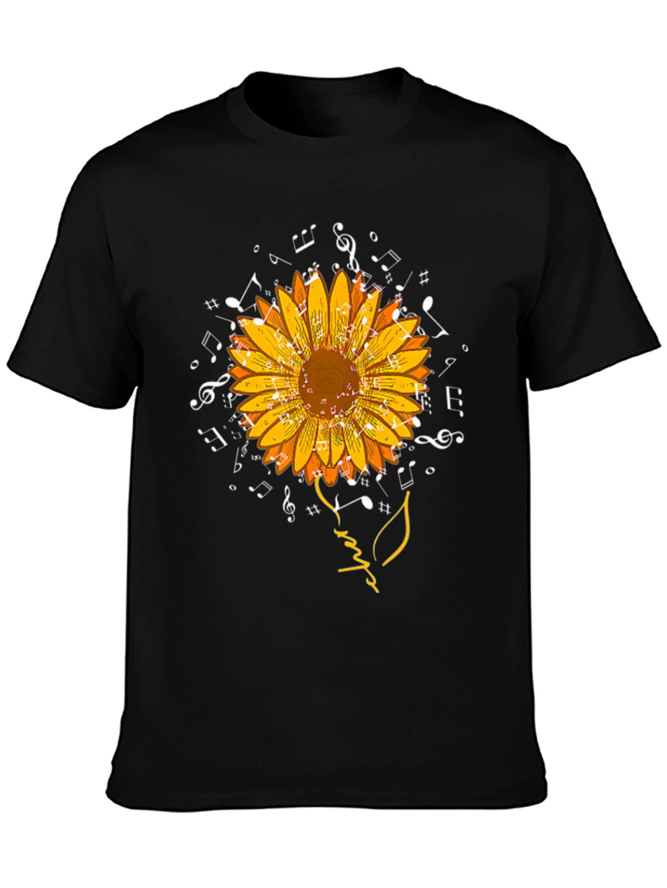Musical Sunflower Graphic Tee - Black