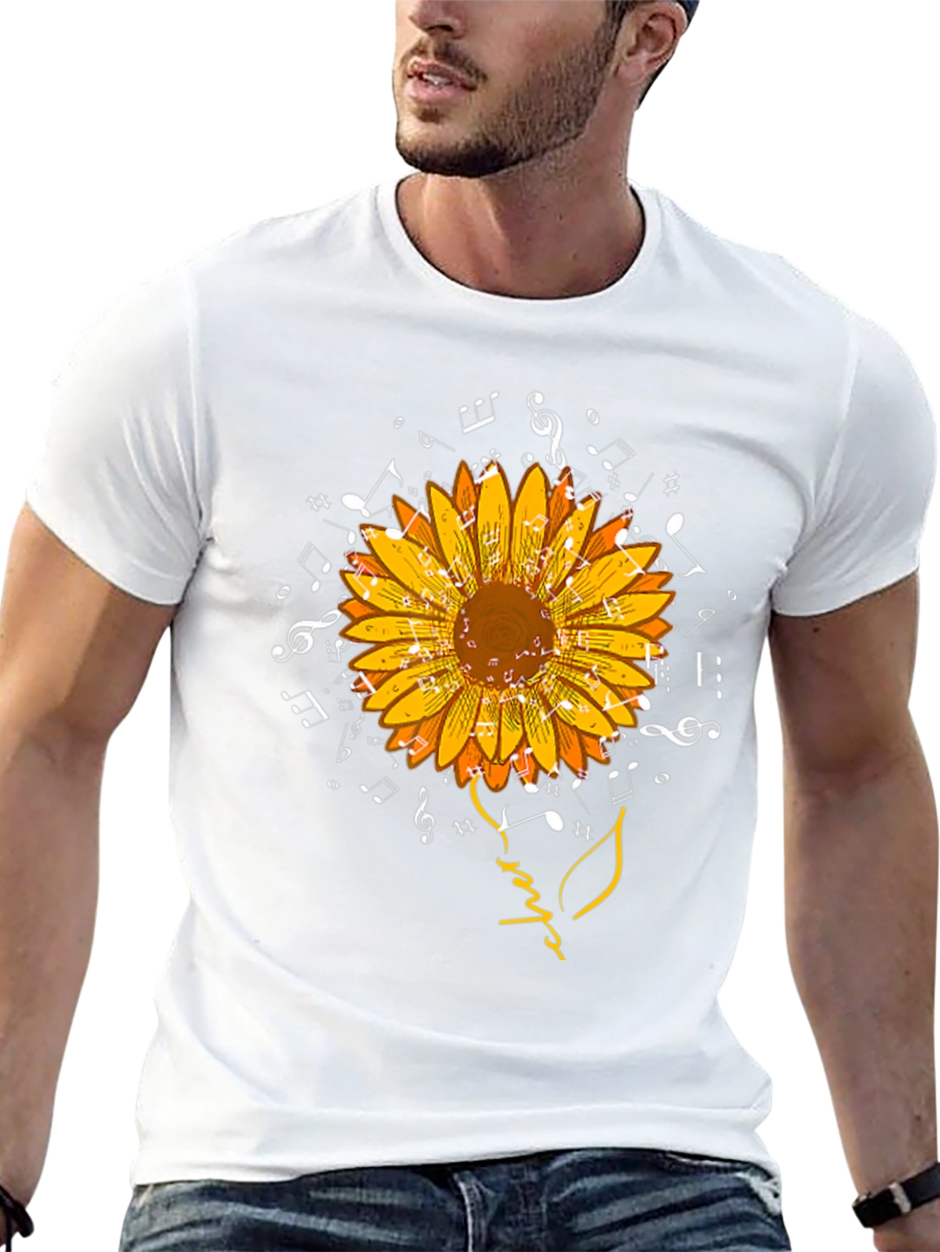 Musical Sunflower Graphic Tee - Black