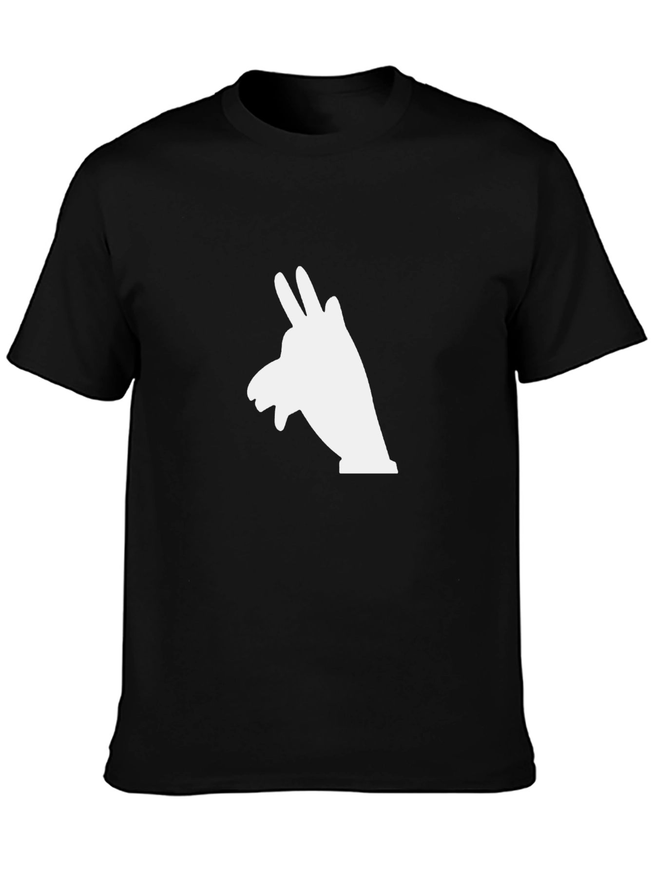 Black T-Shirt with Llama Hand Shadow Graphic