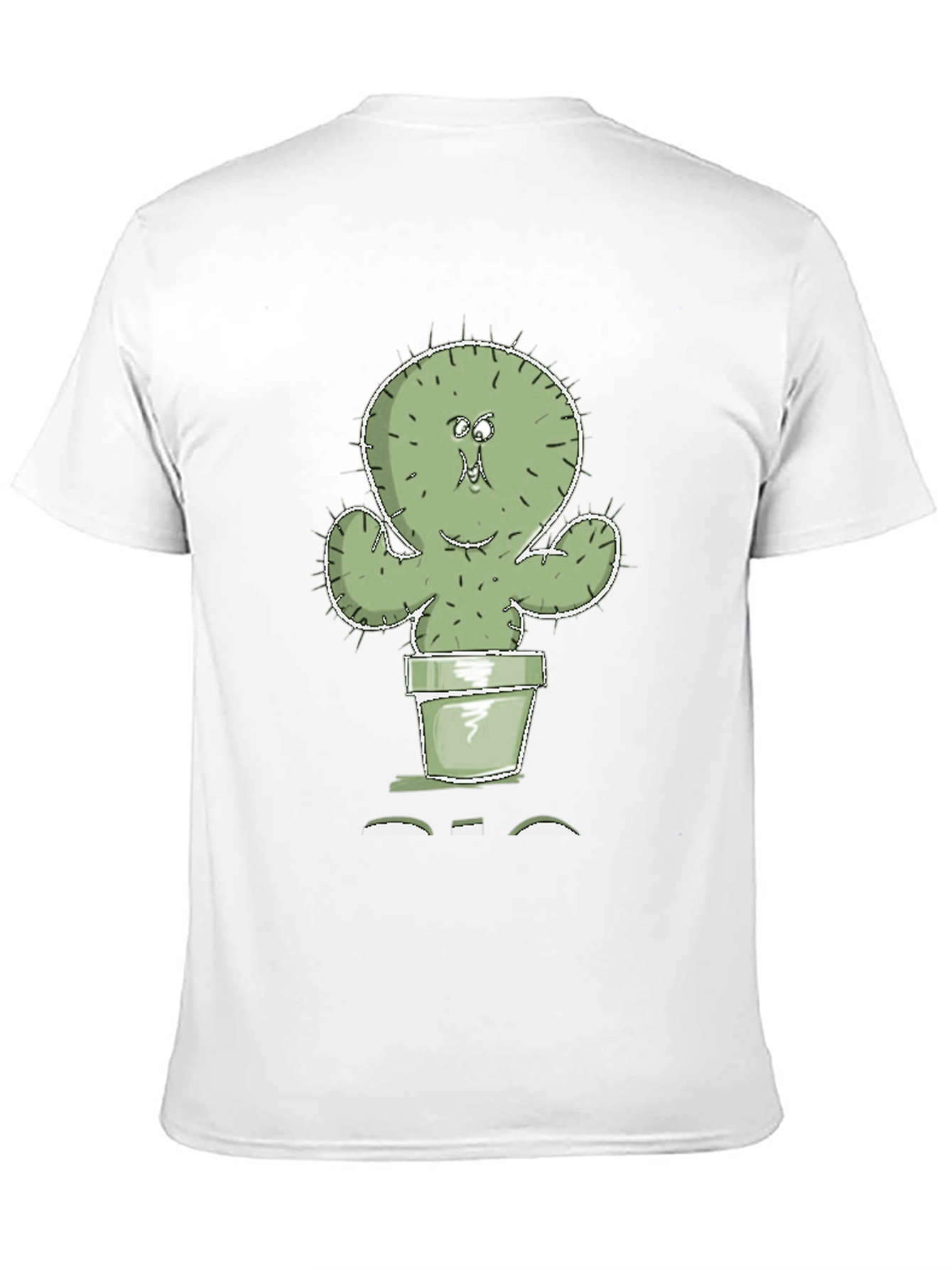 Cartoon Cactus in Pot Graphic Tee - Black