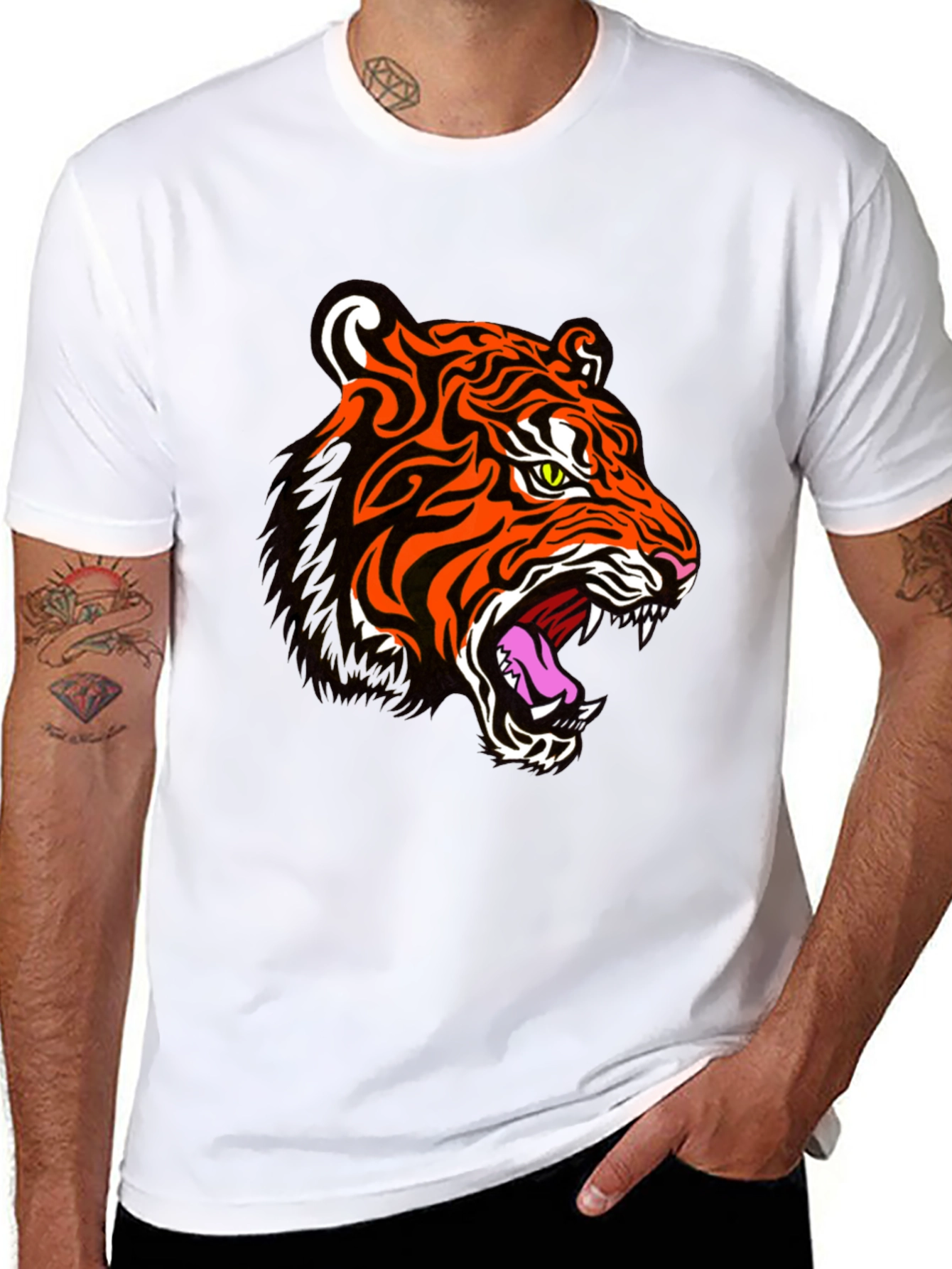 Bold Tiger Graphic Tee - Striking Animal Print