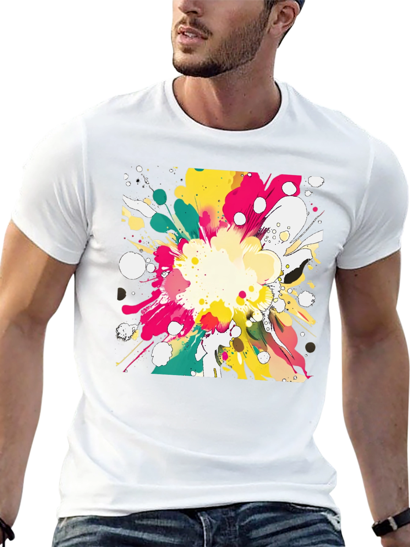 Abstract Paint Splatter Graphic T-Shirt