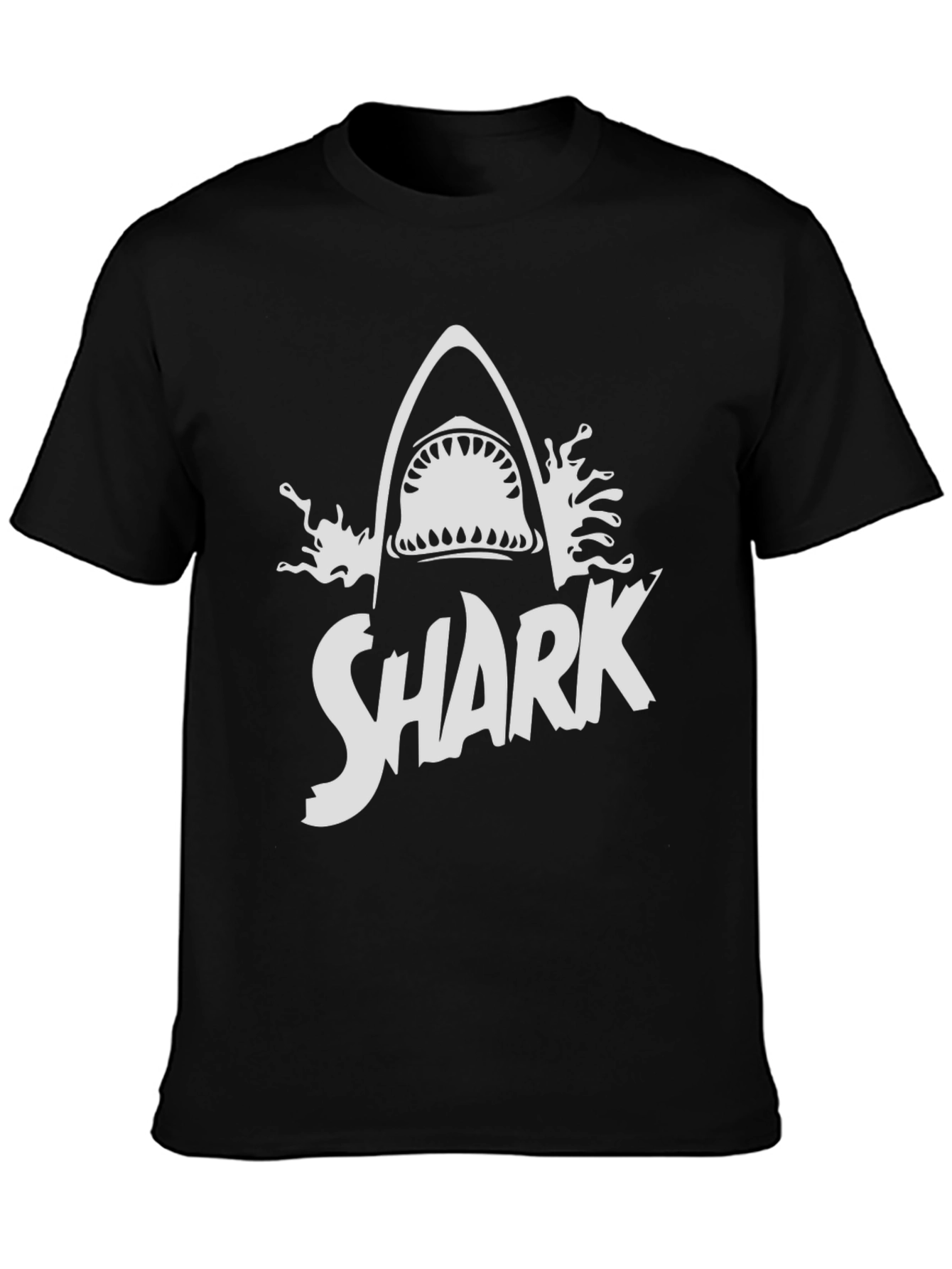 Shark Graphic Print T-Shirt - Black