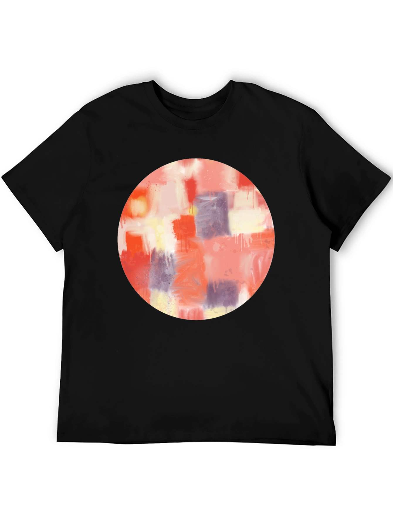 Abstract Art Circle Graphic Tee - Mens Black T-Shirt