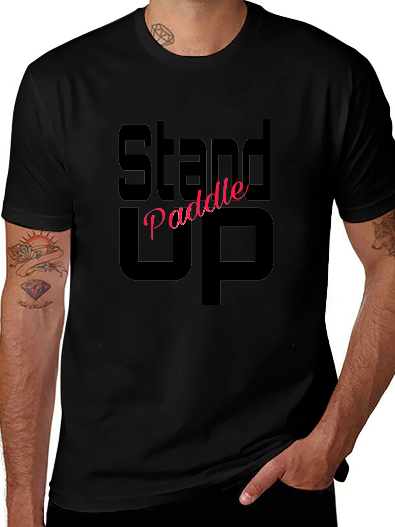 Stand Up Paddle Black Tee Shirt