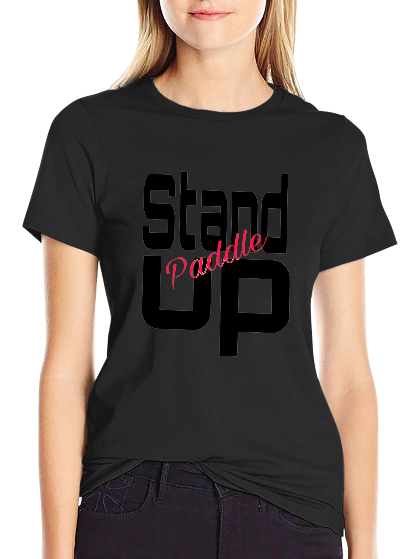 Stand Up Paddle Black Tee Shirt