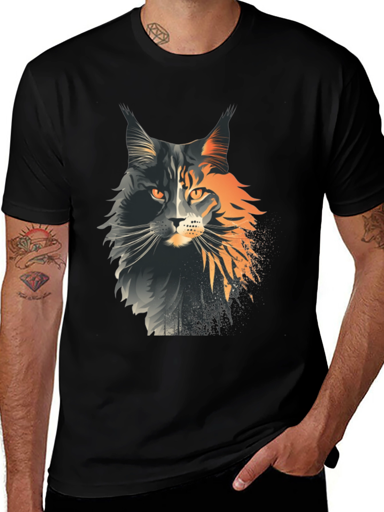 Maine Coon Cat Graphic Tee - Unisex Black T-Shirt